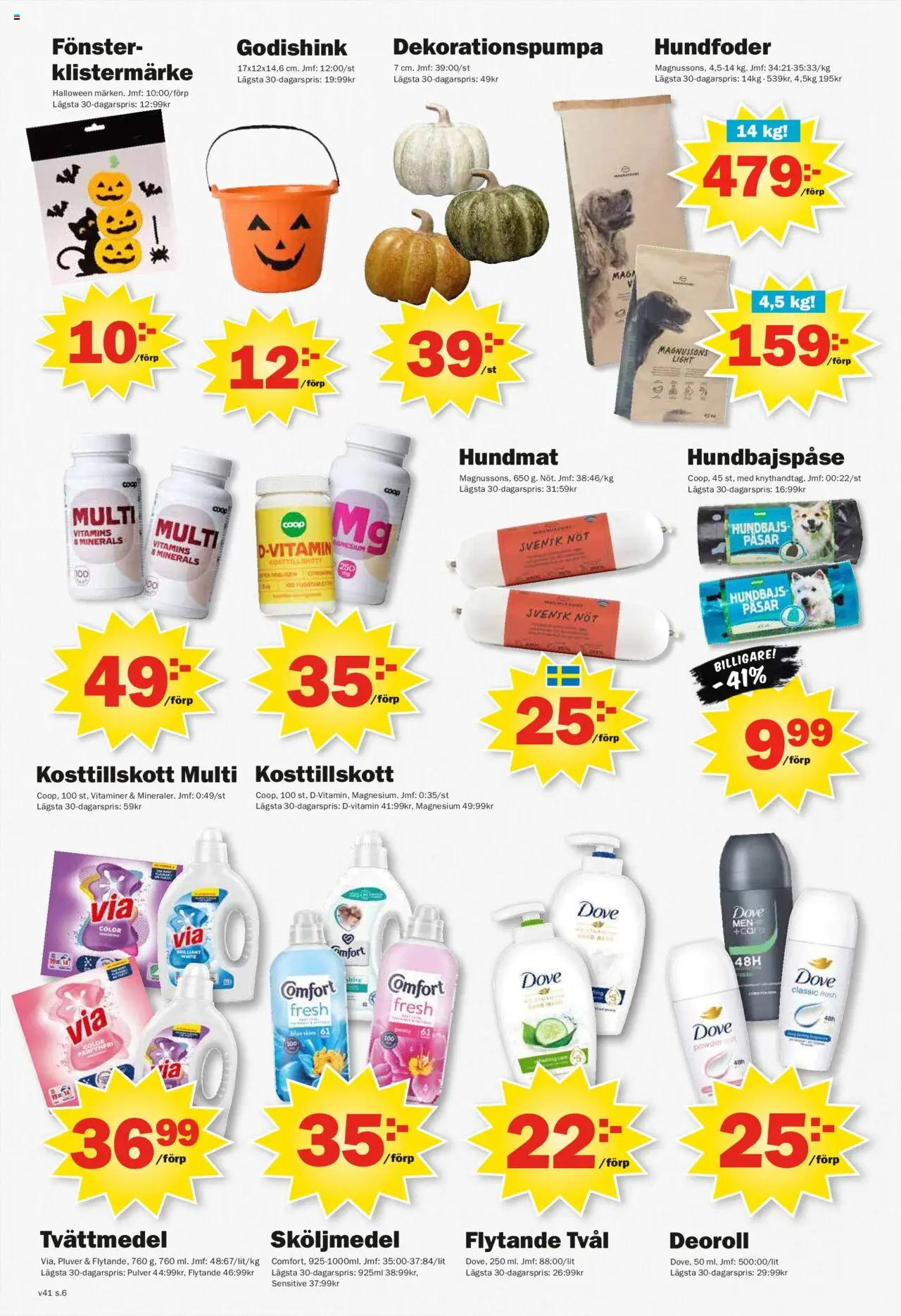 Pekås reklamblad aktuell från 06.10.2025 | Sida: 6 | Produkter: Tvål, Tvättmedel, Sköljmedel, Hundmat