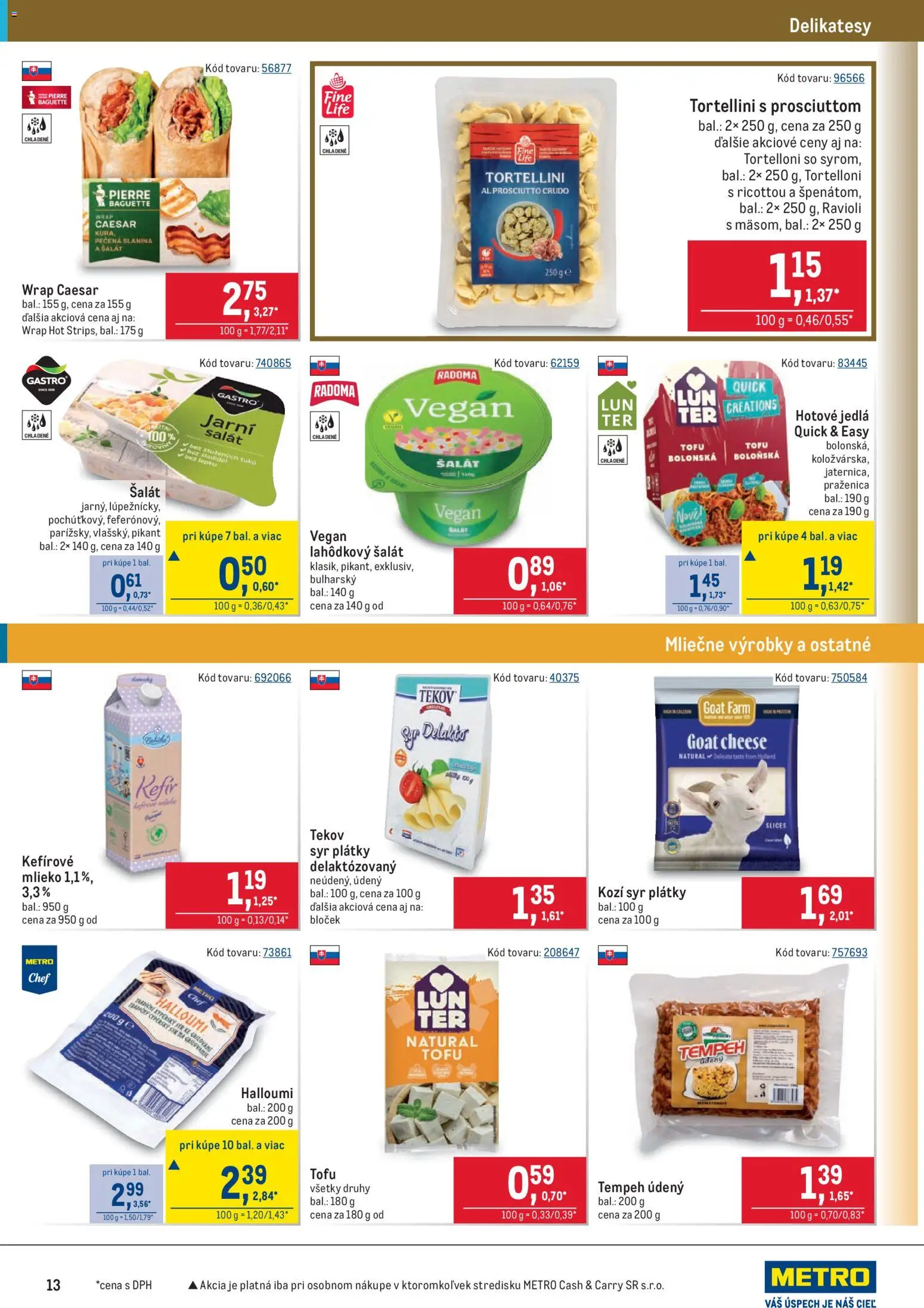 Nové Metro akcie – leták je platný od 02.01.2026 | Strana: 13 | Produkty: Mlieko, Syr, Slanina, Tempeh