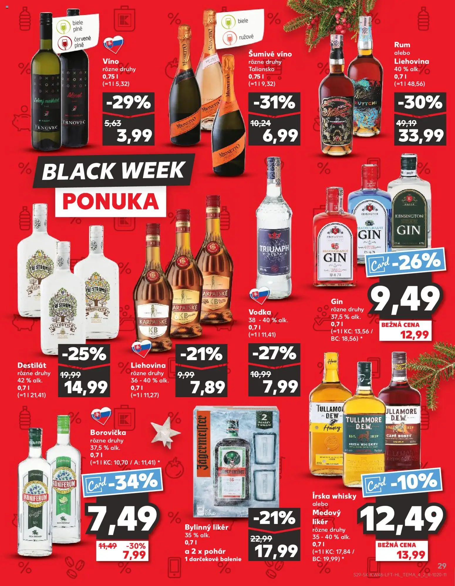 Nové Kaufland akcie – leták je platný od 27.11.2025 | Strana: 29 | Produkty: Koniferum, Slivovica, Gin, Whisky