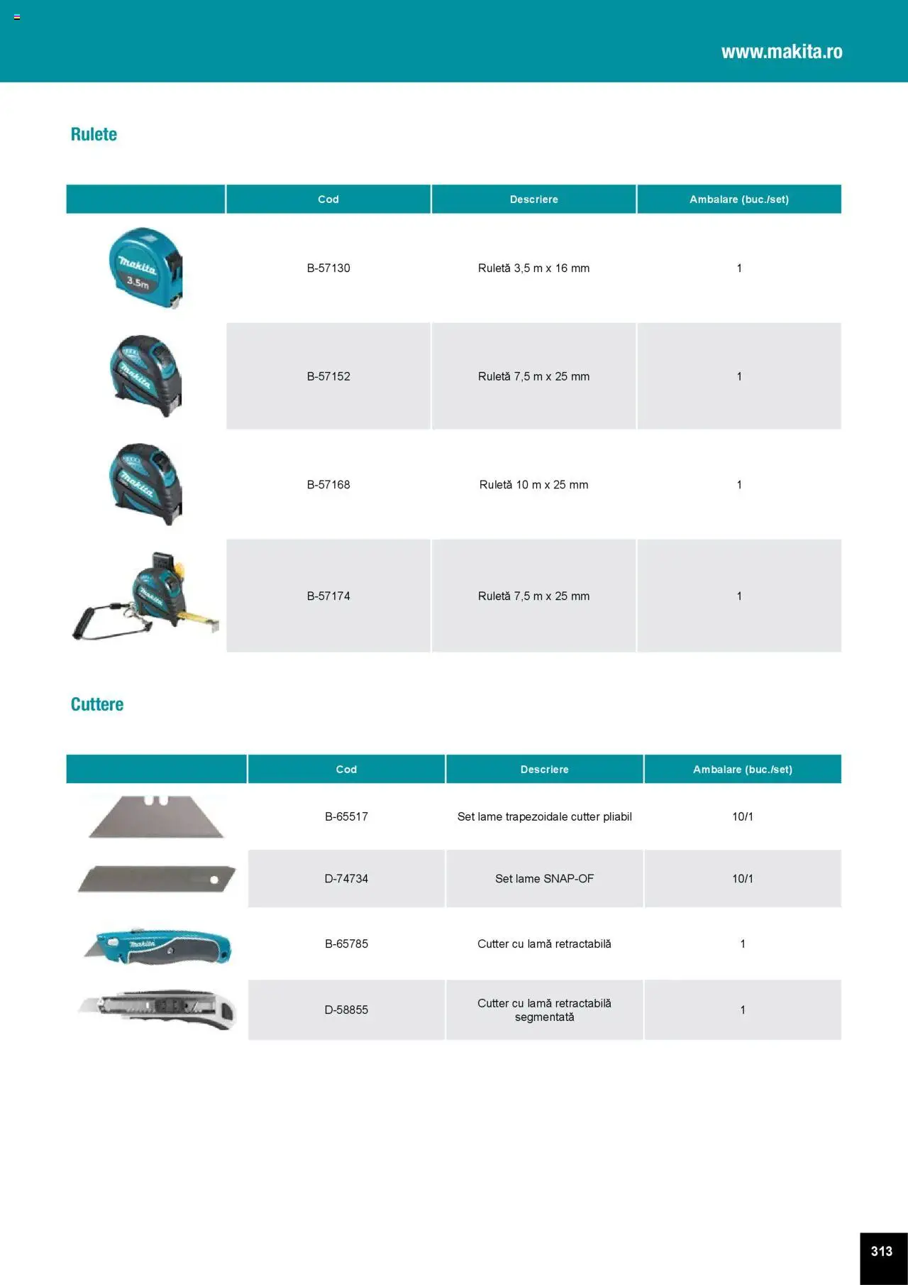 Noul catalog Makita – valabil de la 01.04.2025 | Pagină: 313 | Produse: Cutter