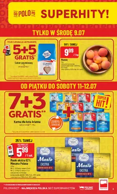 POLOmarket Gazetka od 09.07.2025 | Strona: 3 | Produkty: Morele, Masło, Karma dla kota, Cukier