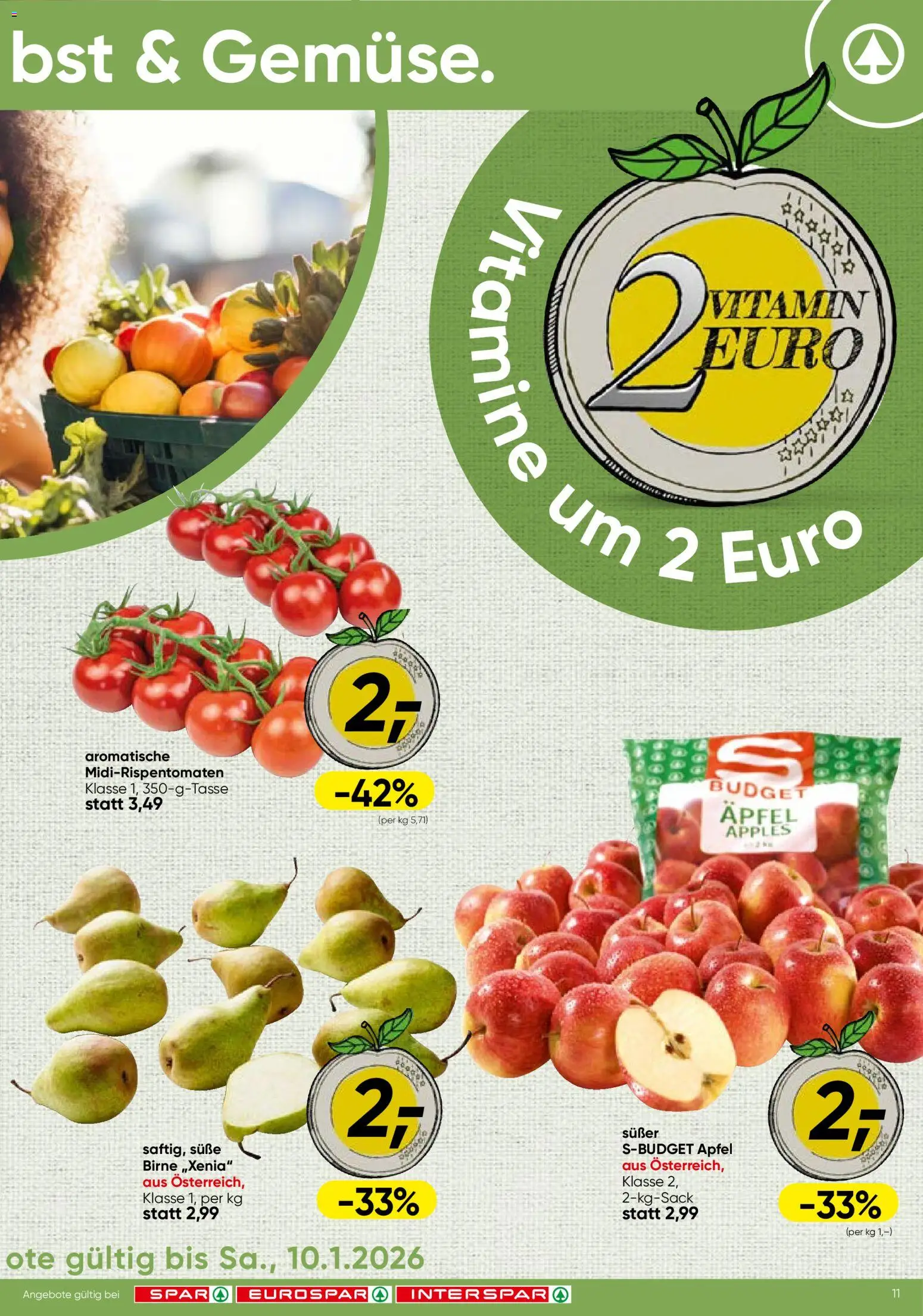 Spar Obst & Gemüse - Kärnten gültig ab 05.01.2026 | Seite: 2 | Produkte: Birne, Äpfel