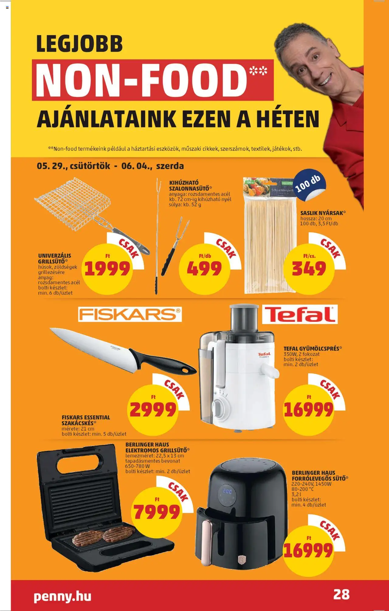 PENNY akciós ujság - amely érvényes a következő dátumtól: 29.05.2025 | Oldal: 32 | Termékek: Grillsütő, Sütő, Tefal, Grill