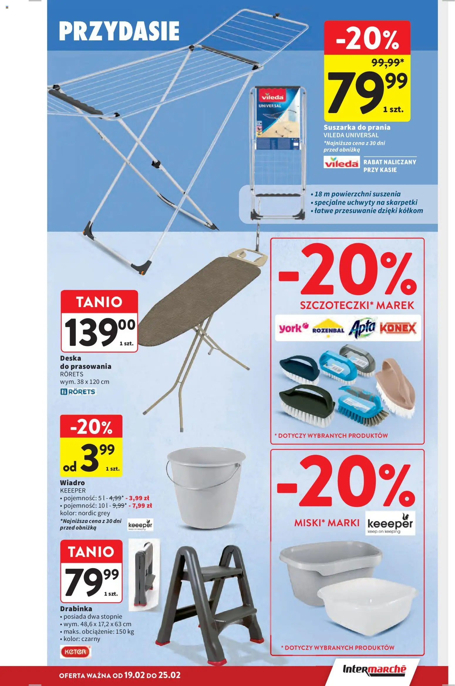 Intermarche Gazetka od 19.02.2026 | Strona: 41 | Produkty: Skarpetki, Suszarka, Deska do prasowania, Vileda