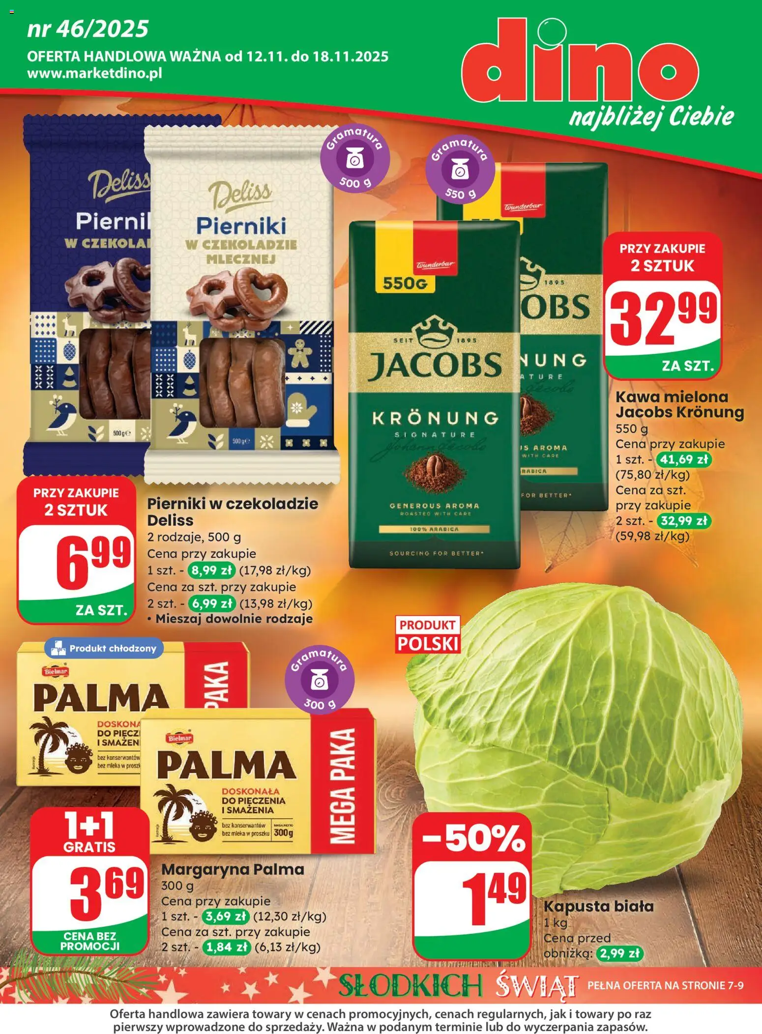 Dino Gazetka od 12.11.2025 | Strona: 1 | Produkty: Kapusta, Mleka, Margaryna, Kapusta biała