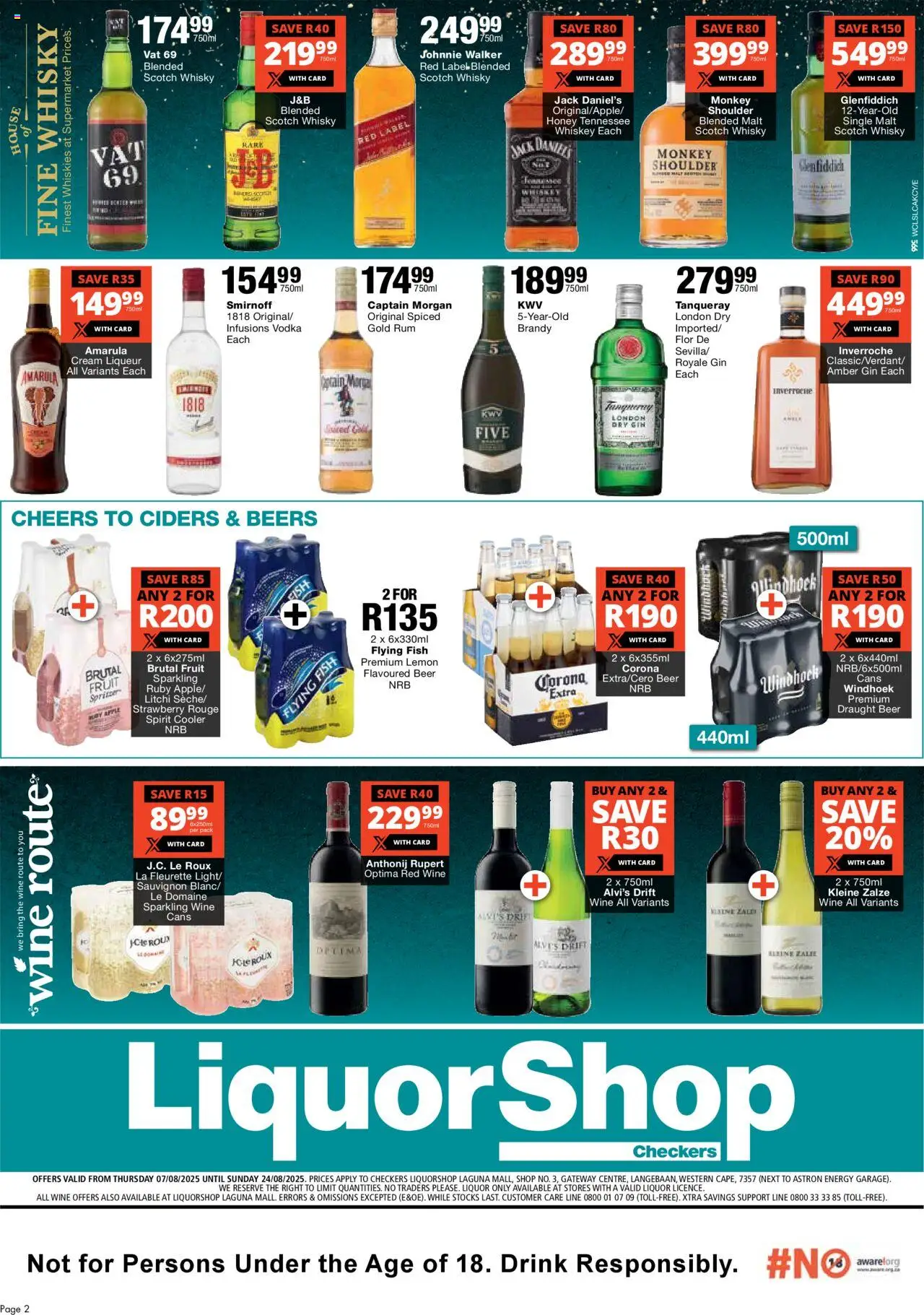 Checkers Western Cape - LiquorShop Laguna Mall Store Opening │ valid from 07.08.2025 | Page: 2 | Products: Cooler, Vodka, Fruit, Lemon