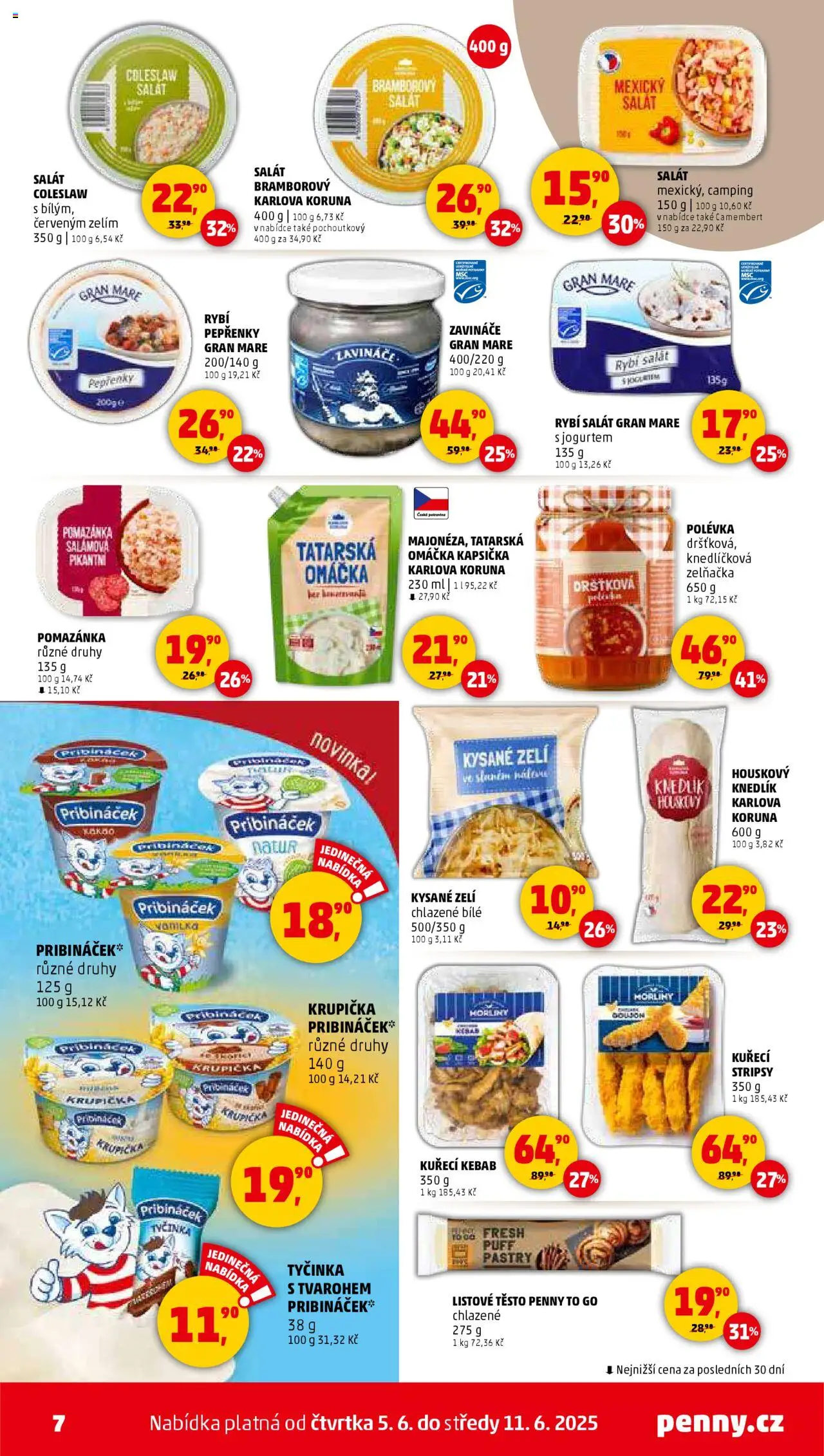 Penny Market leták - Čtvrtečník od 05.06.2025 | Strana: 7 | Produkty: Listové těsto, Pomazánka, Tatarská omáčka, Kysané zelí