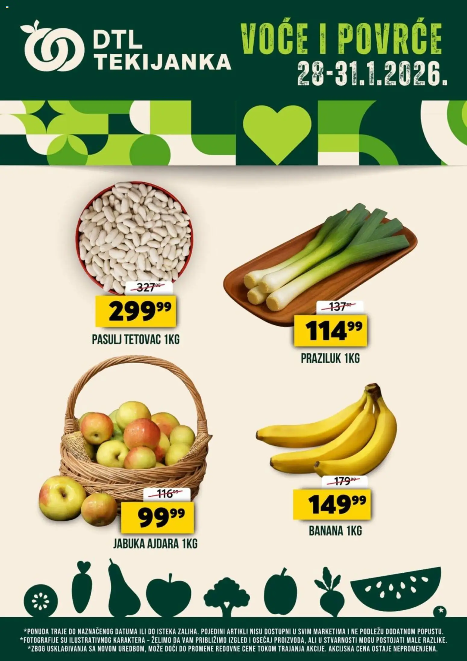 Tekijanka katalog - važi od 28.01.2026 | Strana: 1 | Proizvode: Banana, Pasulj, Praziluk