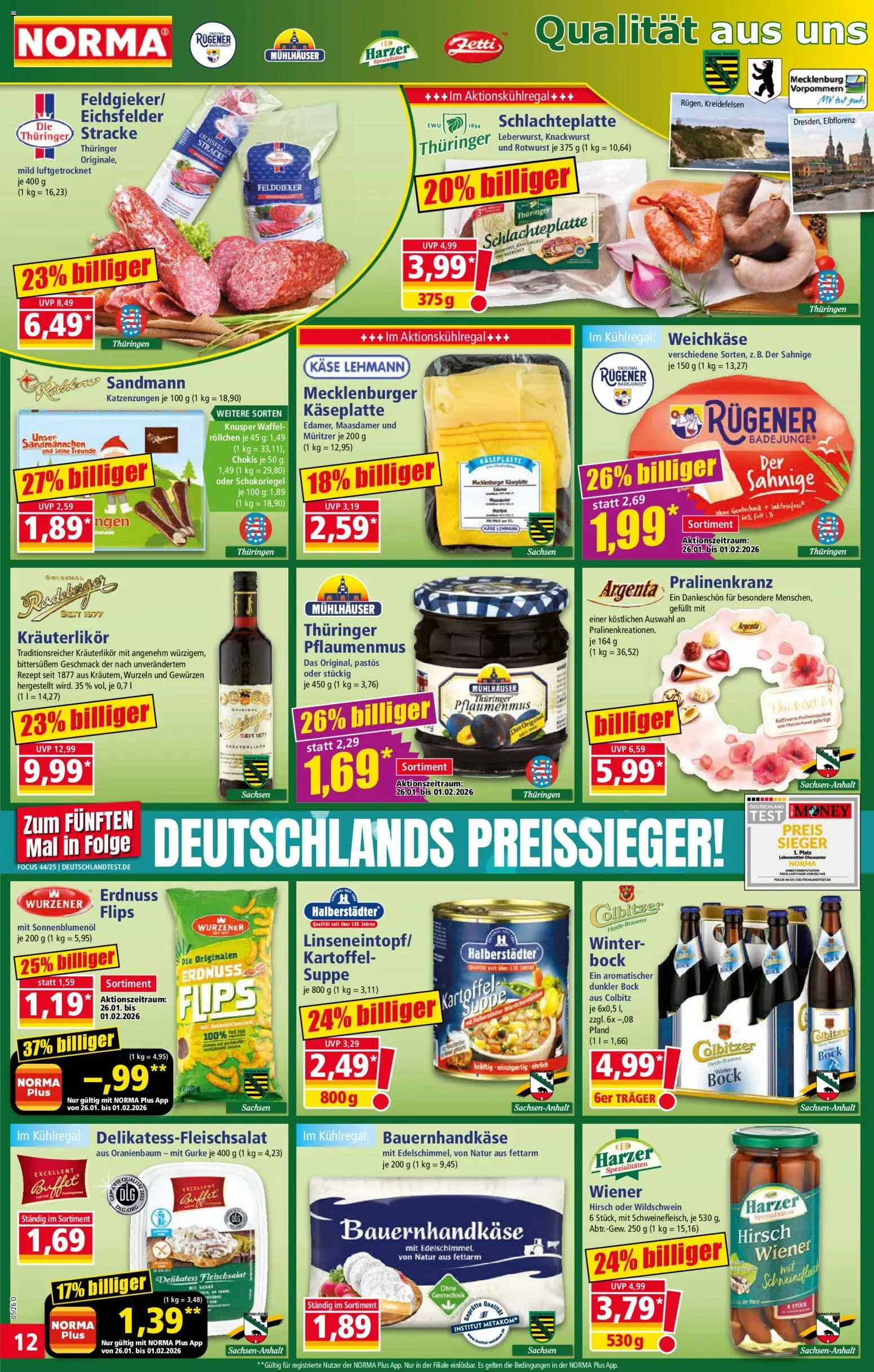 Norma Prospekt 	 – gültig ab 26.01.2026 | Seite: 12 | Produkte: Käse, Sonnenblumenol