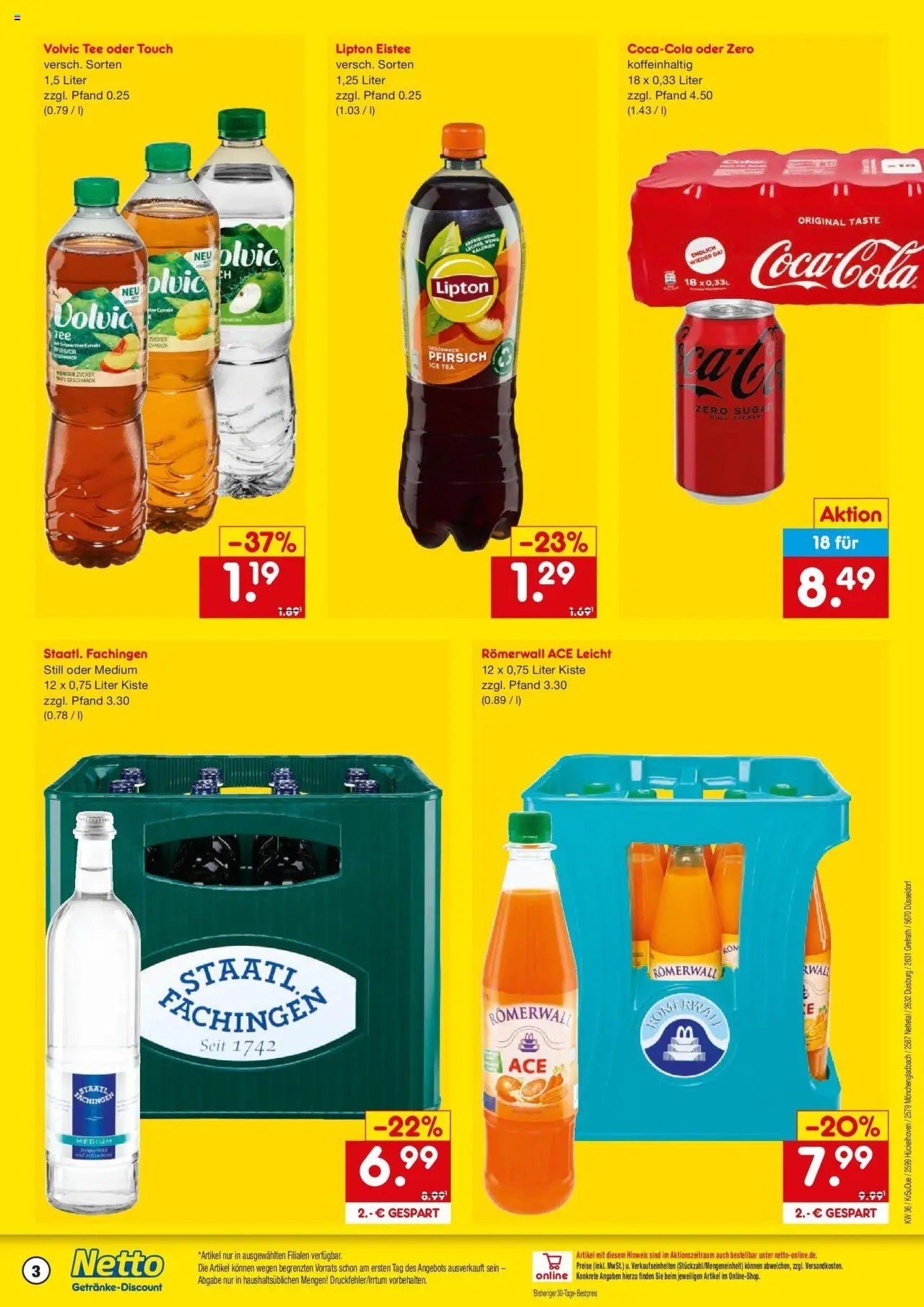 Netto Marken-Discount prospekt Mönchengladbach	 – gültig ab 01.09.2025 | Seite: 3 | Produkte: Volvic tee, Zucker, Tee, Volvic