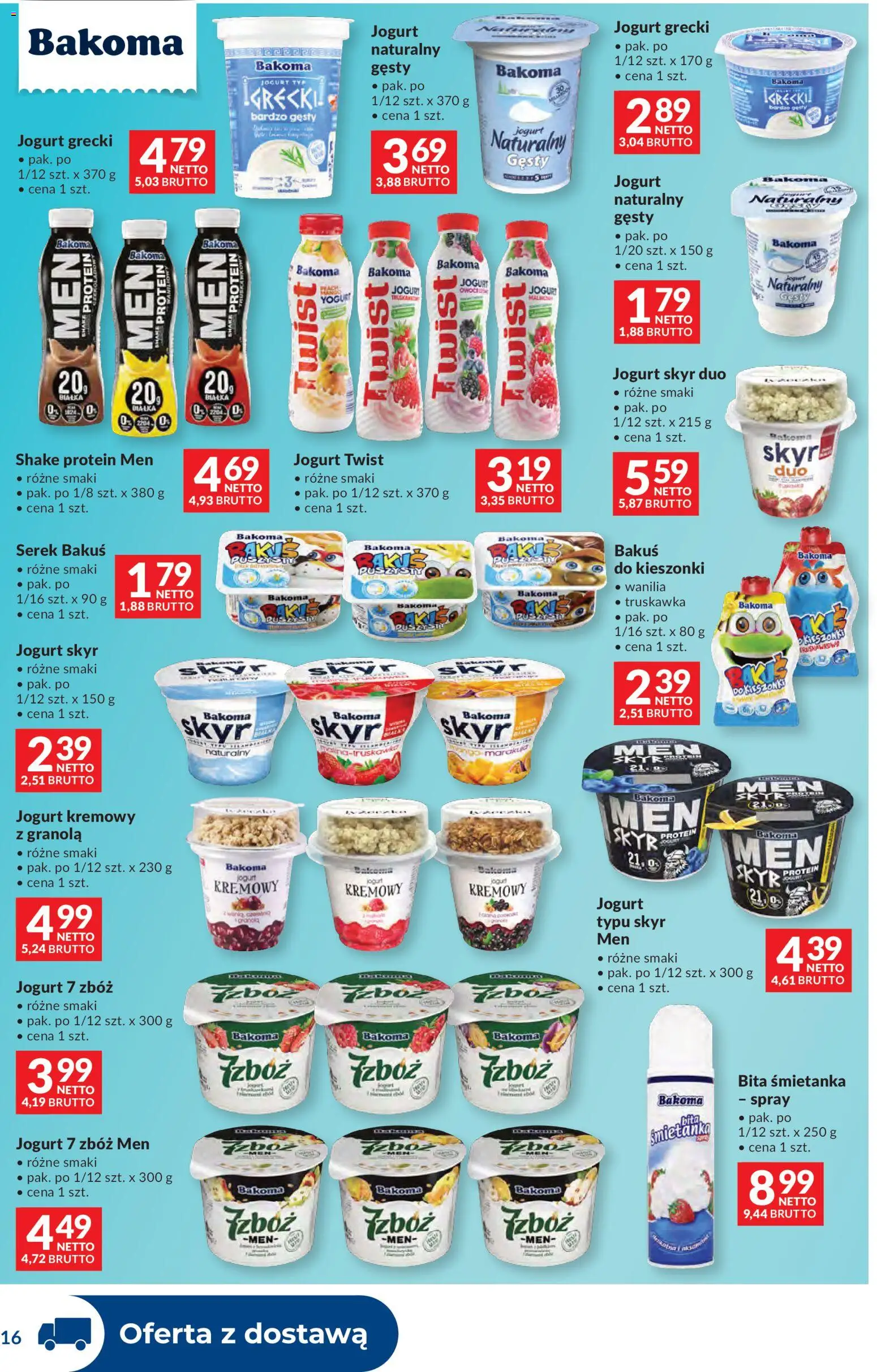Makro Gazetka - Dystrybucja do sklepów od 17.02.2026 | Strona: 16 | Produkty: Granola, Jogurt naturalny, Jogurt kremowy, Skyr