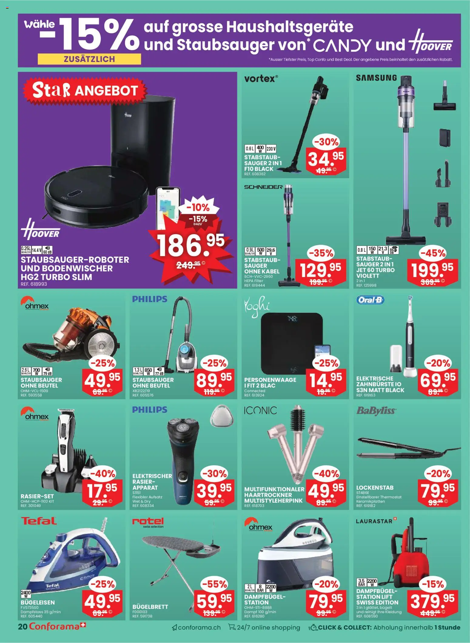 Conforama Aktionen Möbel und Matrazen – gültig ab 28.01.2026 | Seite: 20 | Produkte: Haartrockner, Bügeleisen, Top, Kabel