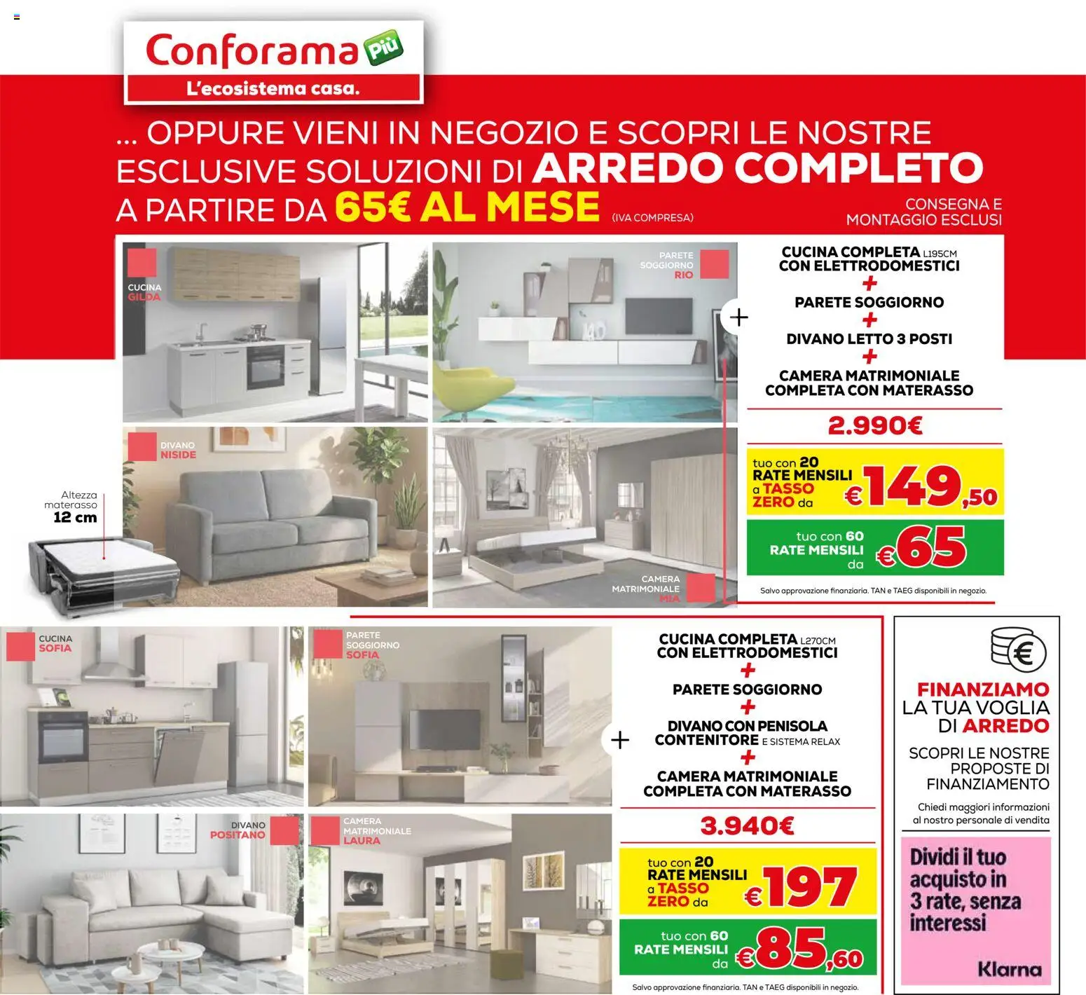 Volantino Conforama del 08.01.2026 | Pagina: 3 | Prodotti: Divano letto, Contenitore, Materasso, Divano