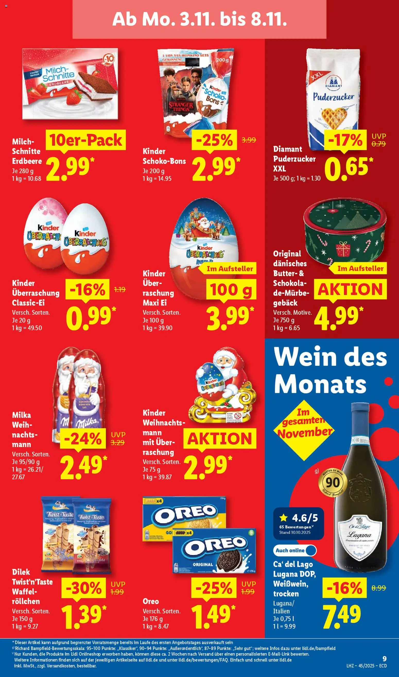 Lidl - Prospekt – gültig ab 03.11.2025 | Seite: 15 | Produkte: Milch, Butter, Milka, Wein