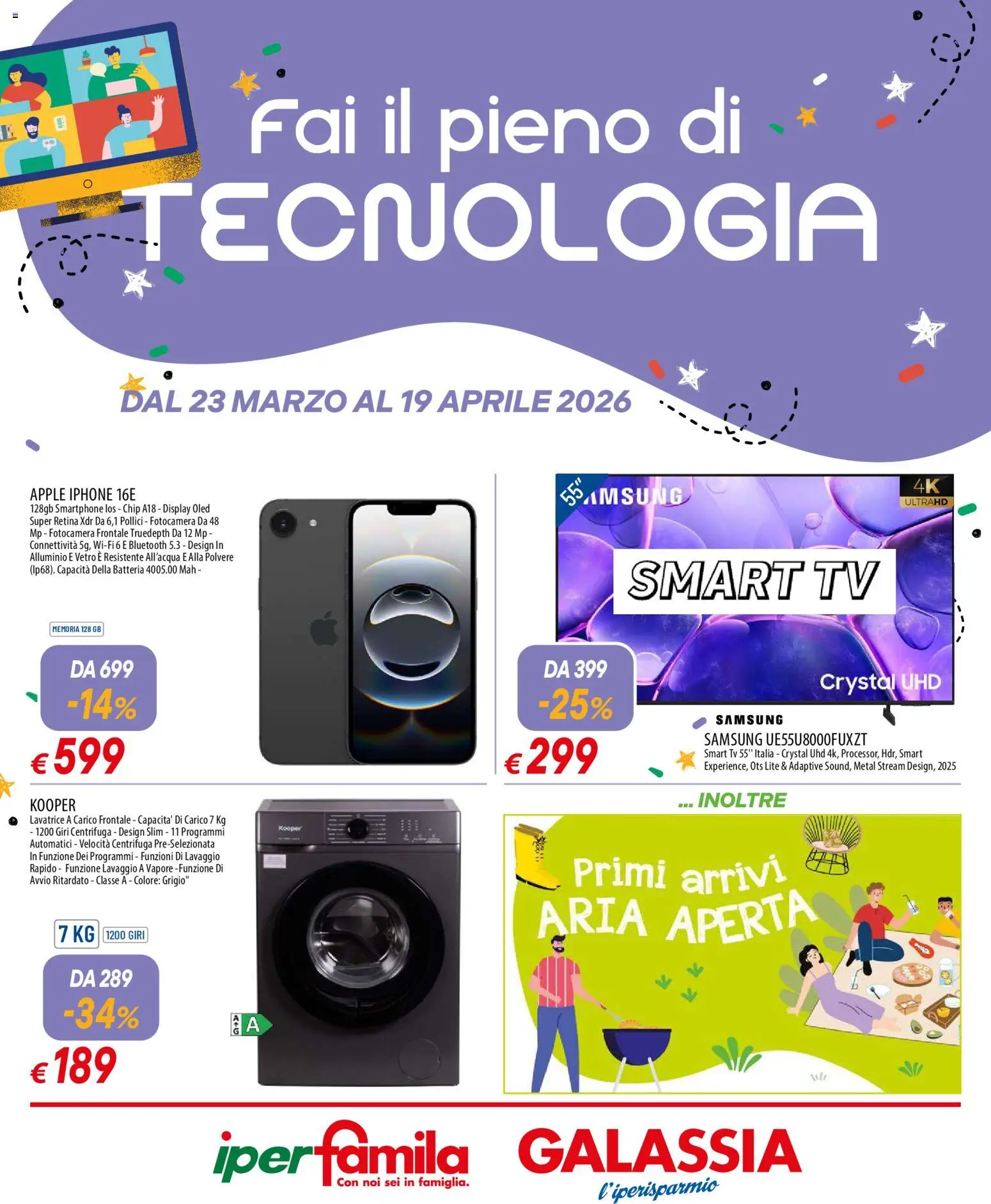 Volantino Galassia del 23.03.2026 | Pagina: 1 | Prodotti: Iphone, smart TV, Centrifuga, Samsung