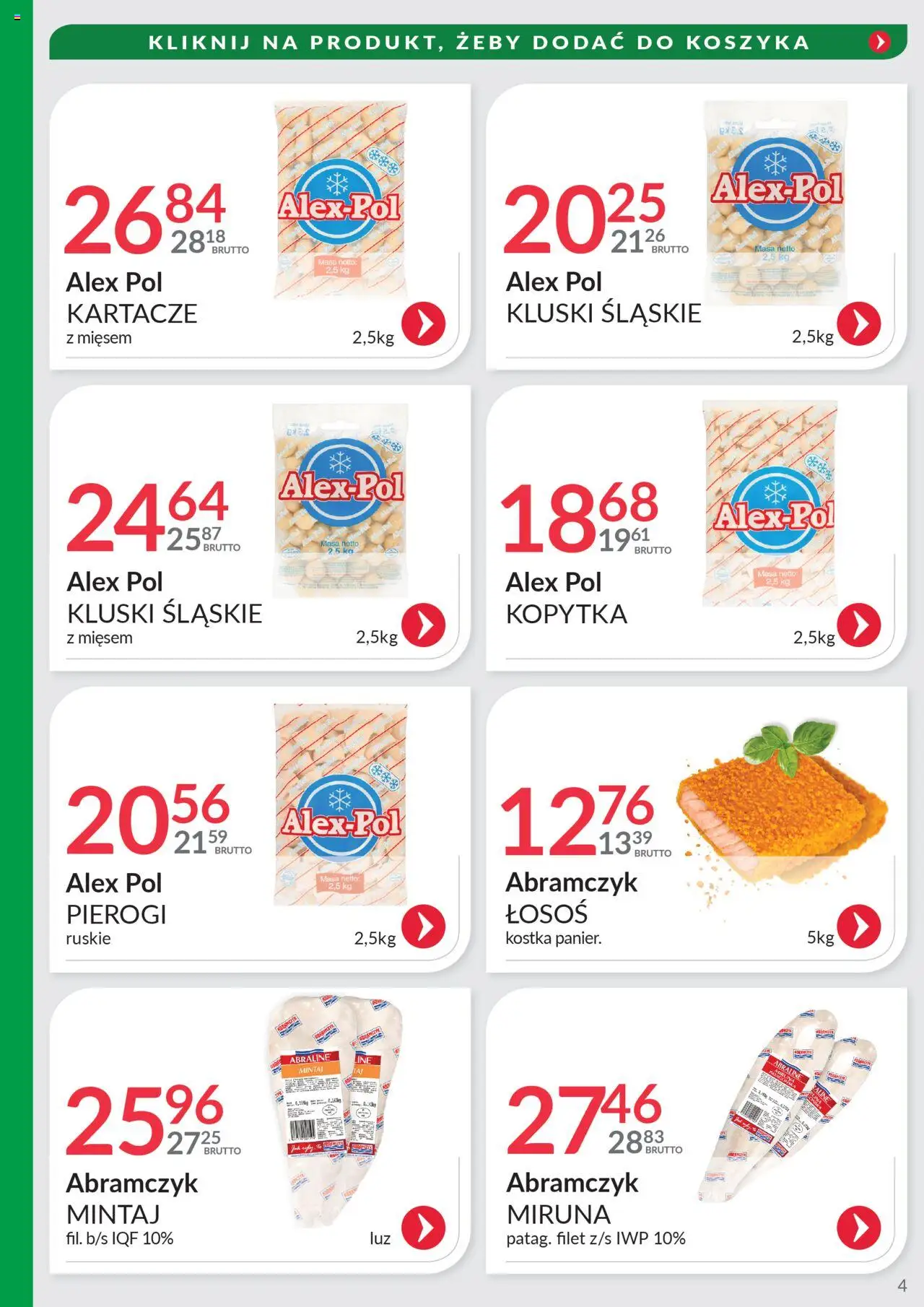 Eurocash Gazetka - Oferta Południe od 05.10.2025 | Strona: 4 | Produkty: Pierogi, Miruna, Kluski śląskie, Łosoś