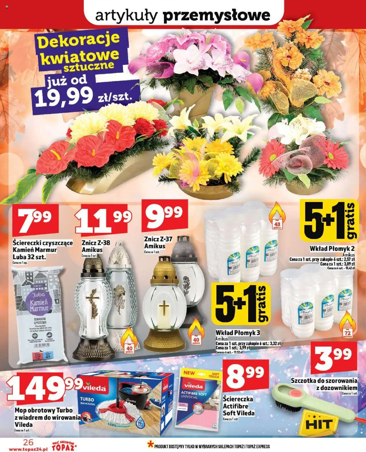 Topaz Gazetka od 18.09.2025 | Strona: 26 | Produkty: Artykuły przemysłowe, Szczotka, Mop obrotowy, Vileda
