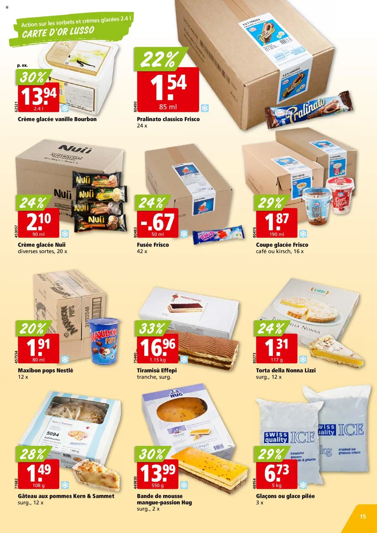 Aligro Aktionen Chavannes, Matran, Genève, Sion ab 11.08.2025 | Seite: 15 | Produkte: Glace, Bourbon, Creme