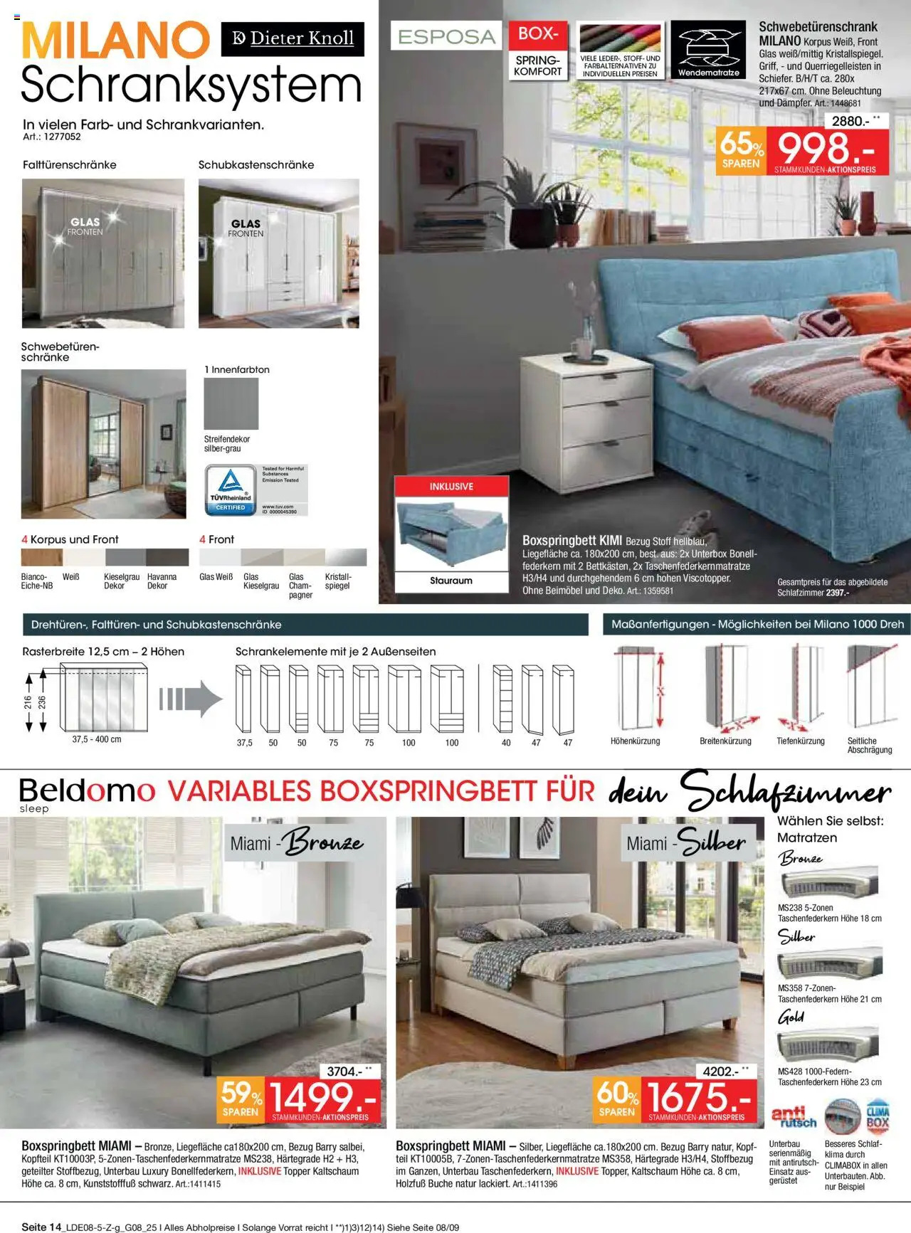 Zurbrüggen Prospekt Bonus Sonder-Tage - gültig ab dem 02.08.2025 | Seite: 14 | Produkte: Boxspringbett, Topper, Box, Spiegel