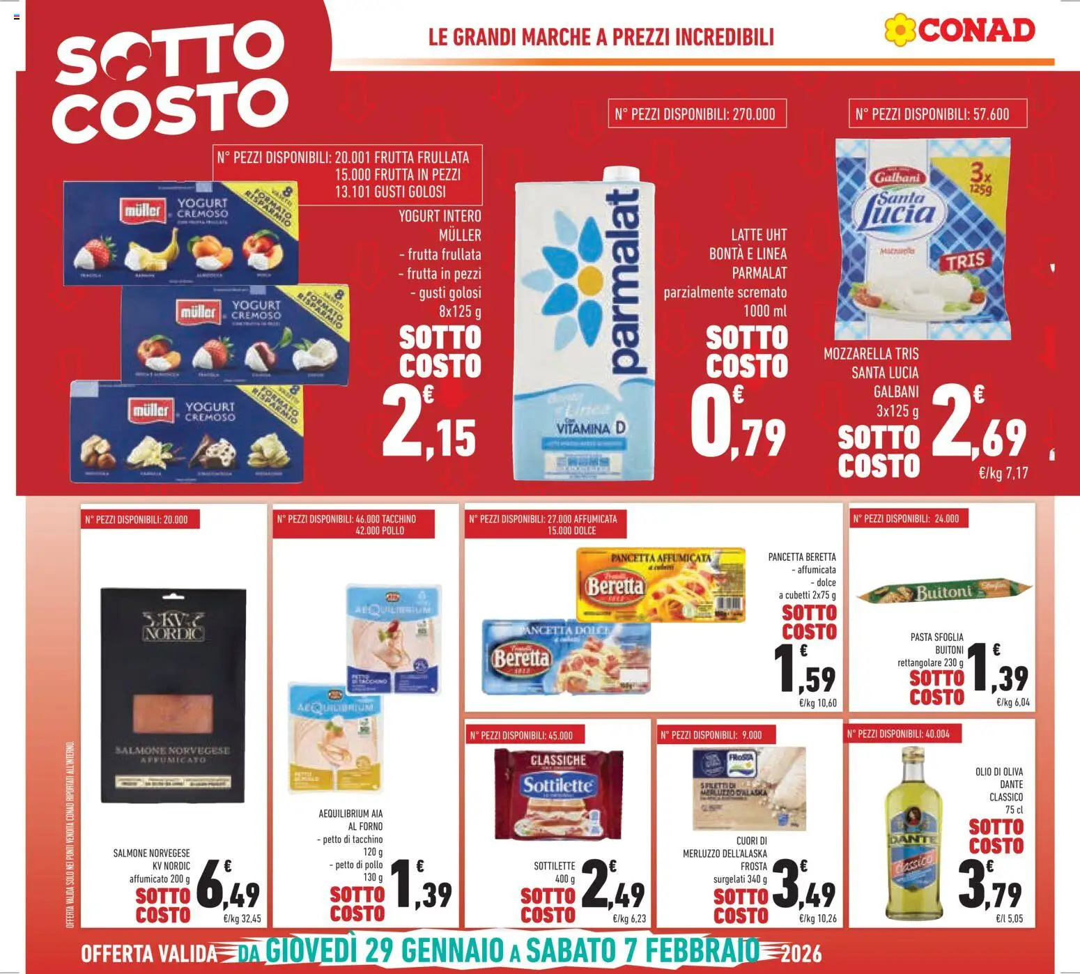 Volantino Conad del 29.01.2026 | Pagina: 2 | Prodotti: Petto di Pollo, Yogurt, Merluzzo, Tacchino