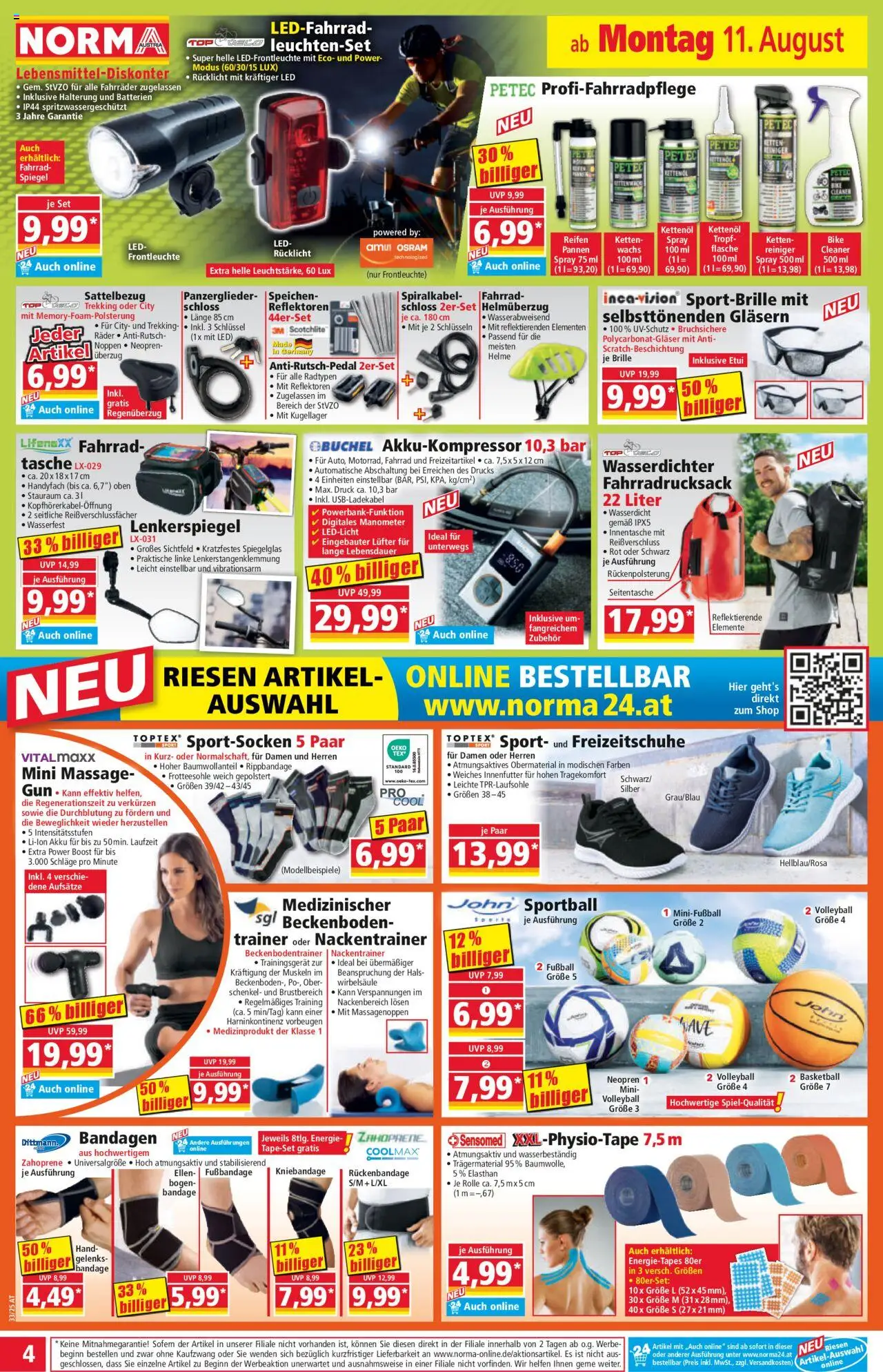 Norma Flugblatt gültig ab 11.08.2025 | Seite: 4 | Produkte: Brille, Tasche, Manometer, Spiegel