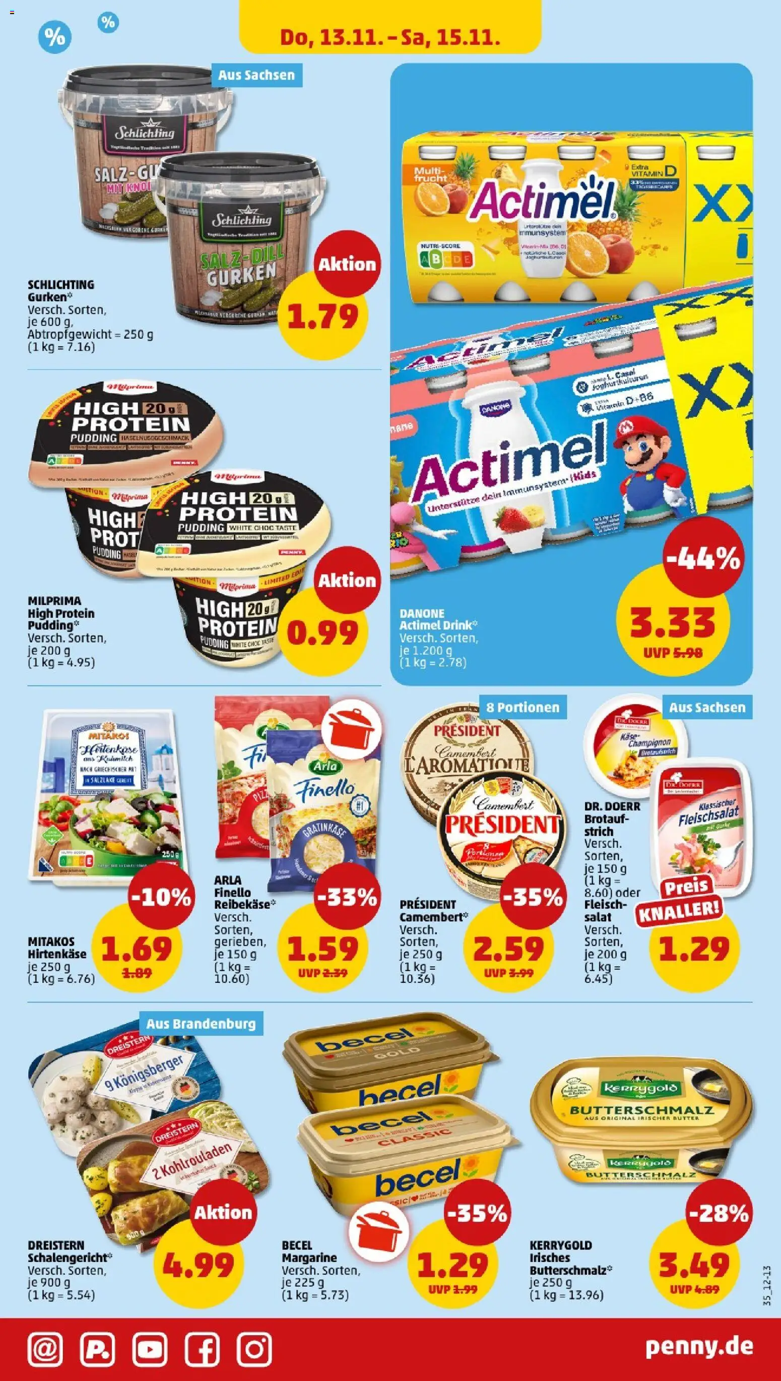 Penny - Sachsen – gültig ab 10.11.2025 | Seite: 35 | Produkte: Butterschmalz, Margarine, Käse, Gurken