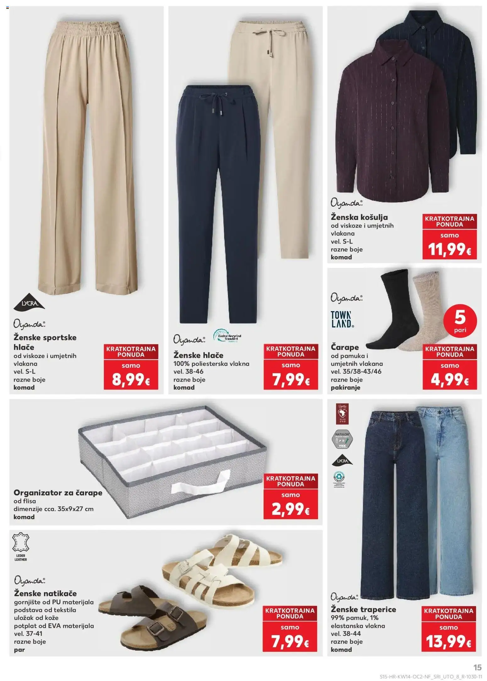 Kaufland katalog | vrijedi od 01.04.2026 | Stranica: 15 | Proizvodi: Natikače, Košulja, Hlače, Traperice