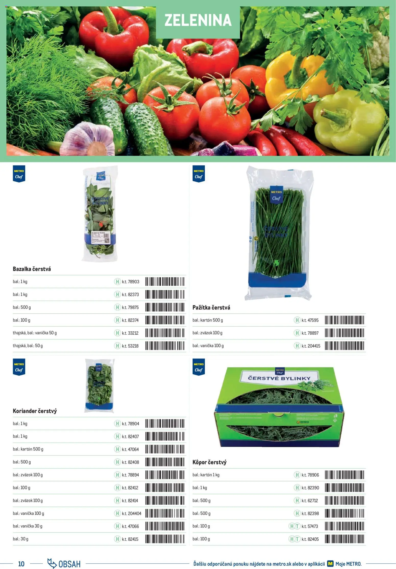 Nové Metro akcie – leták je platný od 01.01.2025 | Strana: 10 | Produkty: Pažítka, Koriander