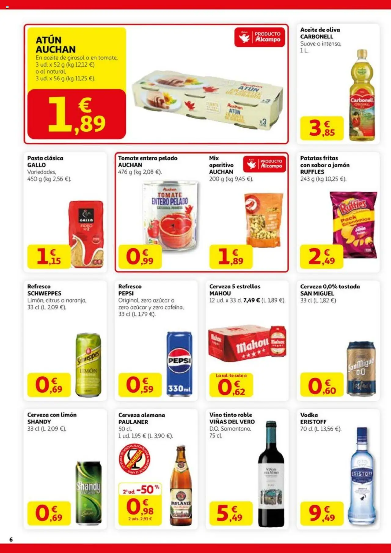 Alcampo - SM Madrid │ válido desde el 11.09.2025 | Página: 6 | Productos: Aceite, Jamón, Pasta, Aceite de girasol