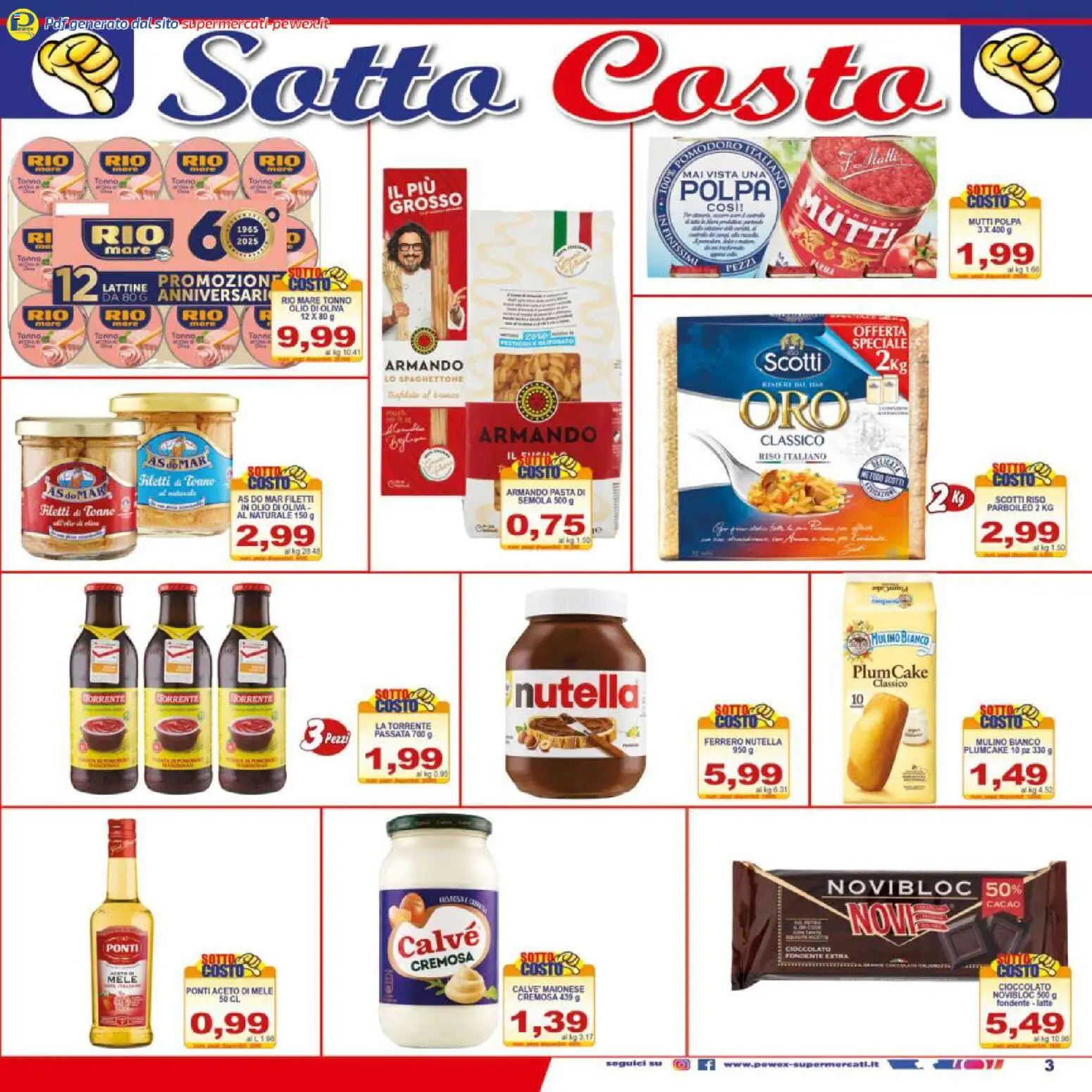 Volantino Pewex del 17.03.2026 | Pagina: 3 | Prodotti: Latte, Nutella, Aceto, Olio di Oliva