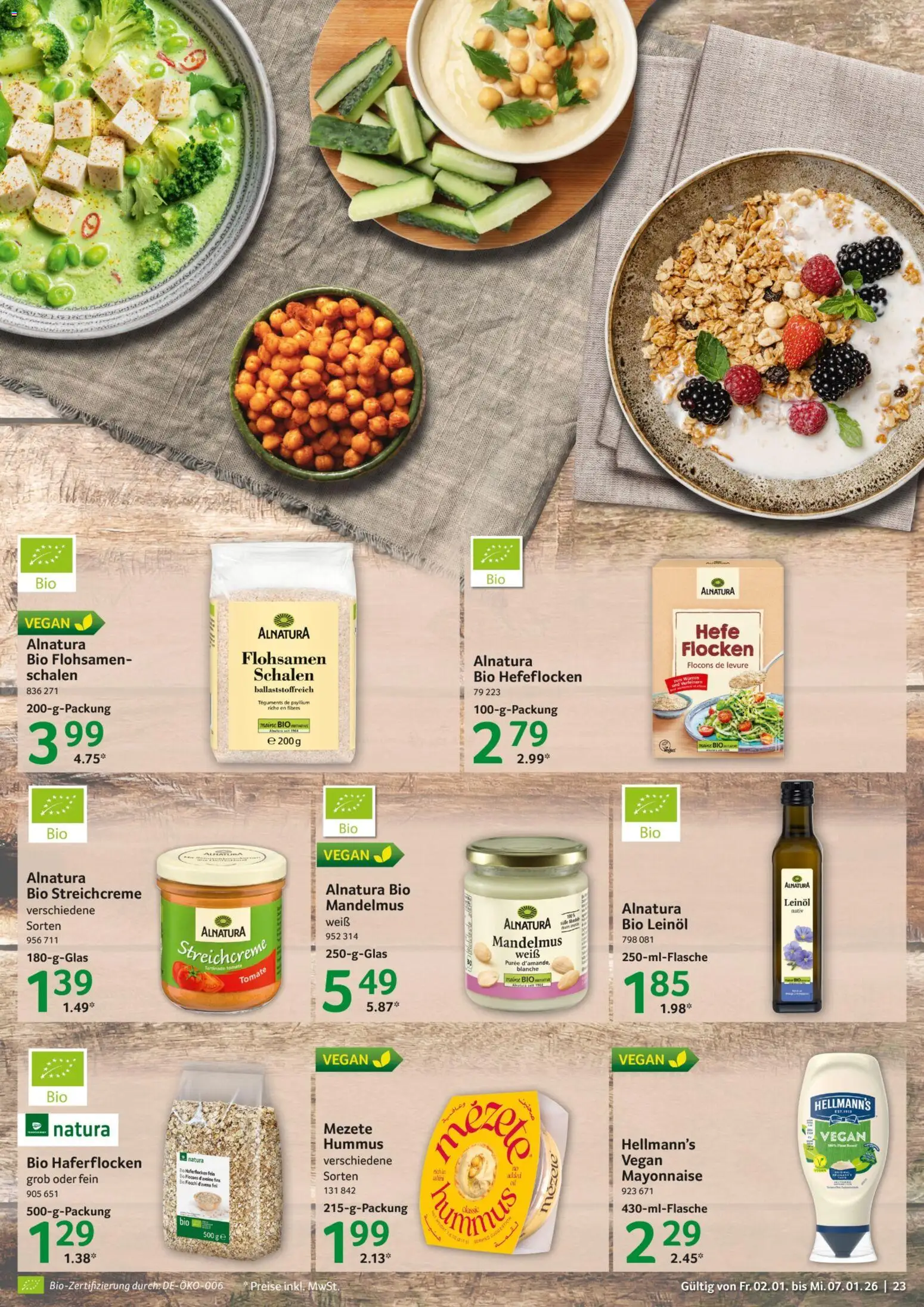 Selgros Prospekt 	 – gültig ab 02.01.2025 | Seite: 23 | Produkte: Leinöl, Mayonnaise, Flocken