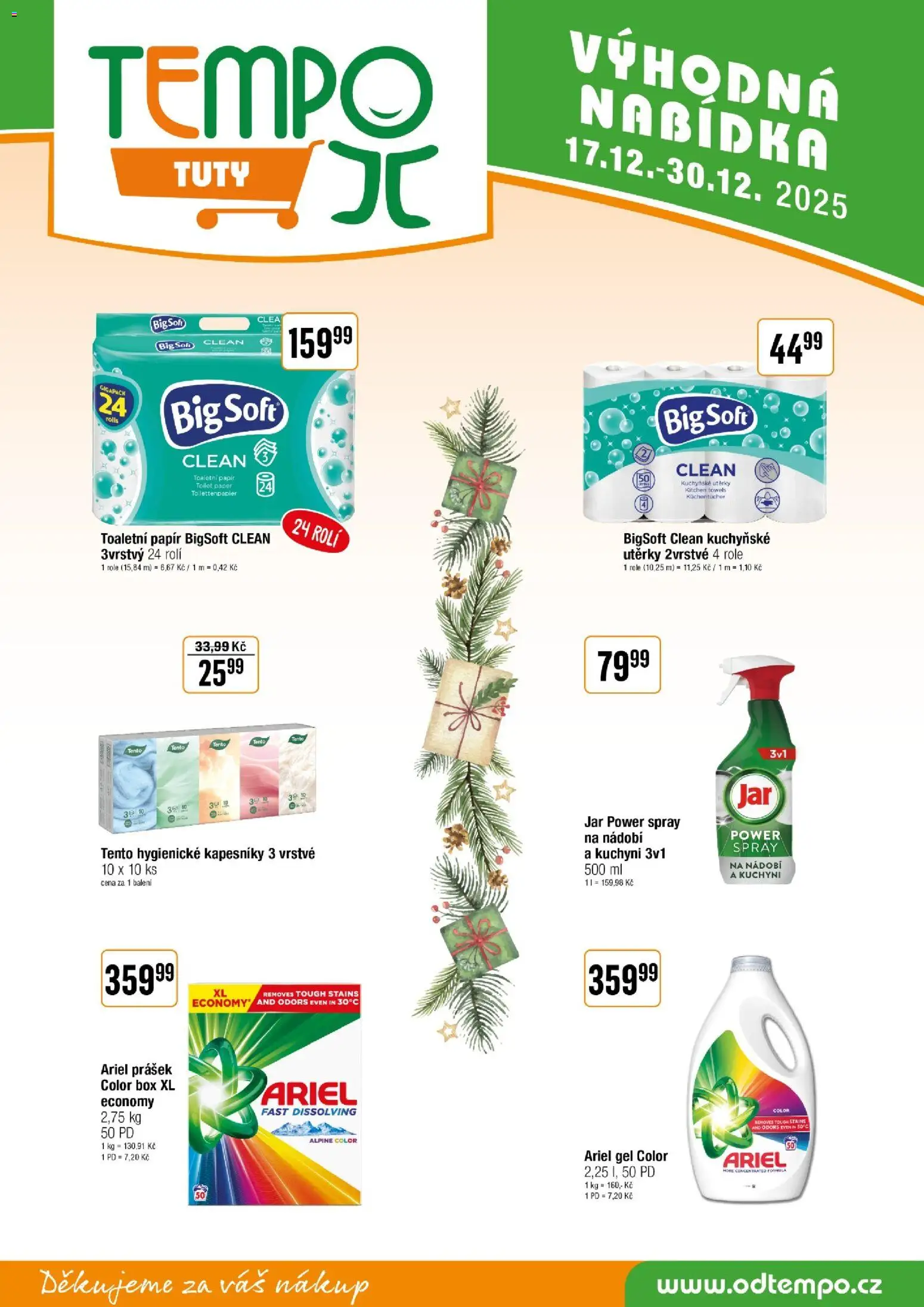 Tempo leták - Tuty od 17.12.2025 | Strana: 13 | Produkty: Box, Nádobí, Utěrky, Jar