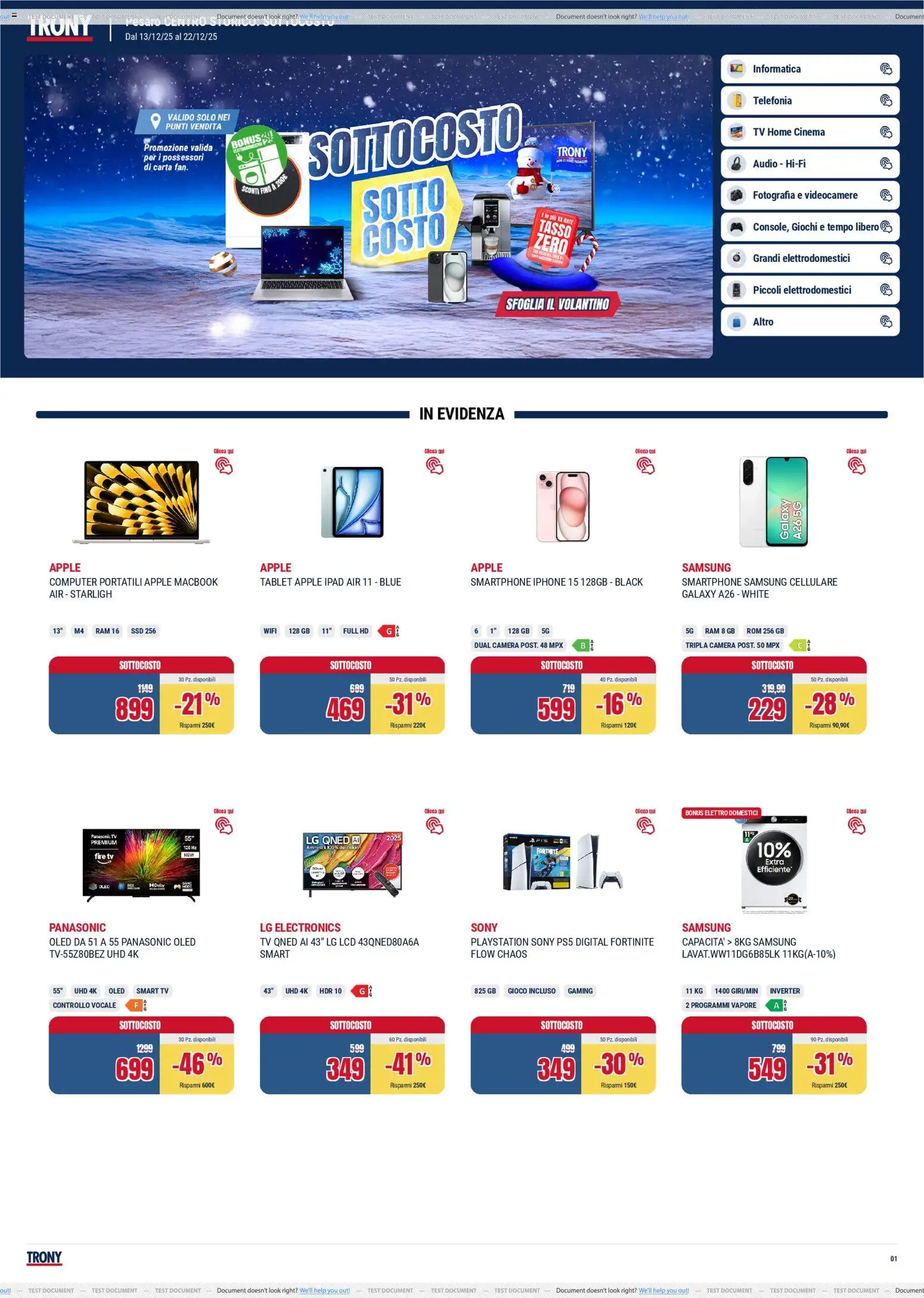 Volantino Trony del 13.12.2025 | Pagina: 1 | Prodotti: Smartphone samsung, Audio, Gioco, Ipad