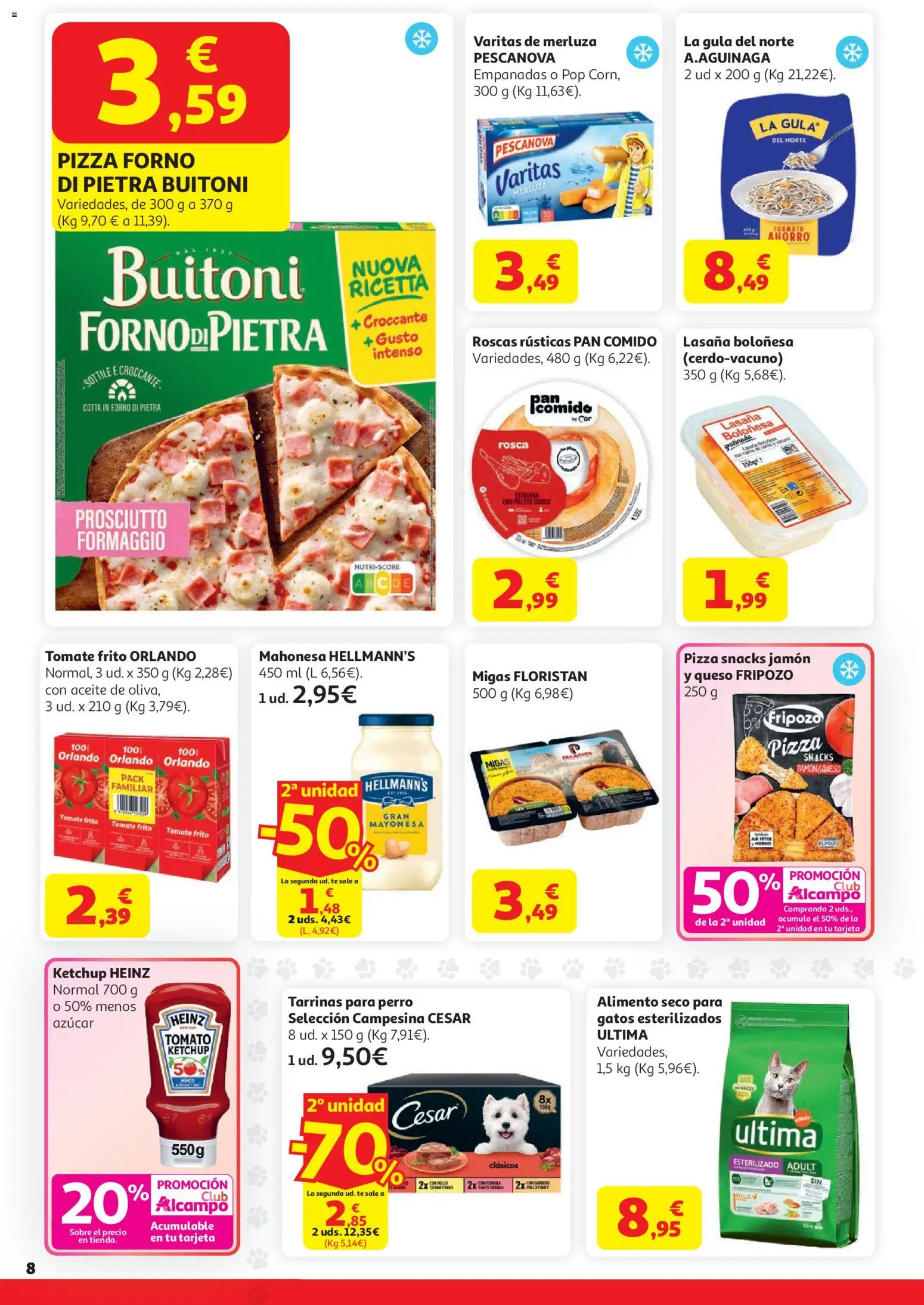 Alcampo Superstore Cat │ válido desde el 07.04.2026 | Página: 8 | Productos: Queso, Aceite, Pan, Lasaña