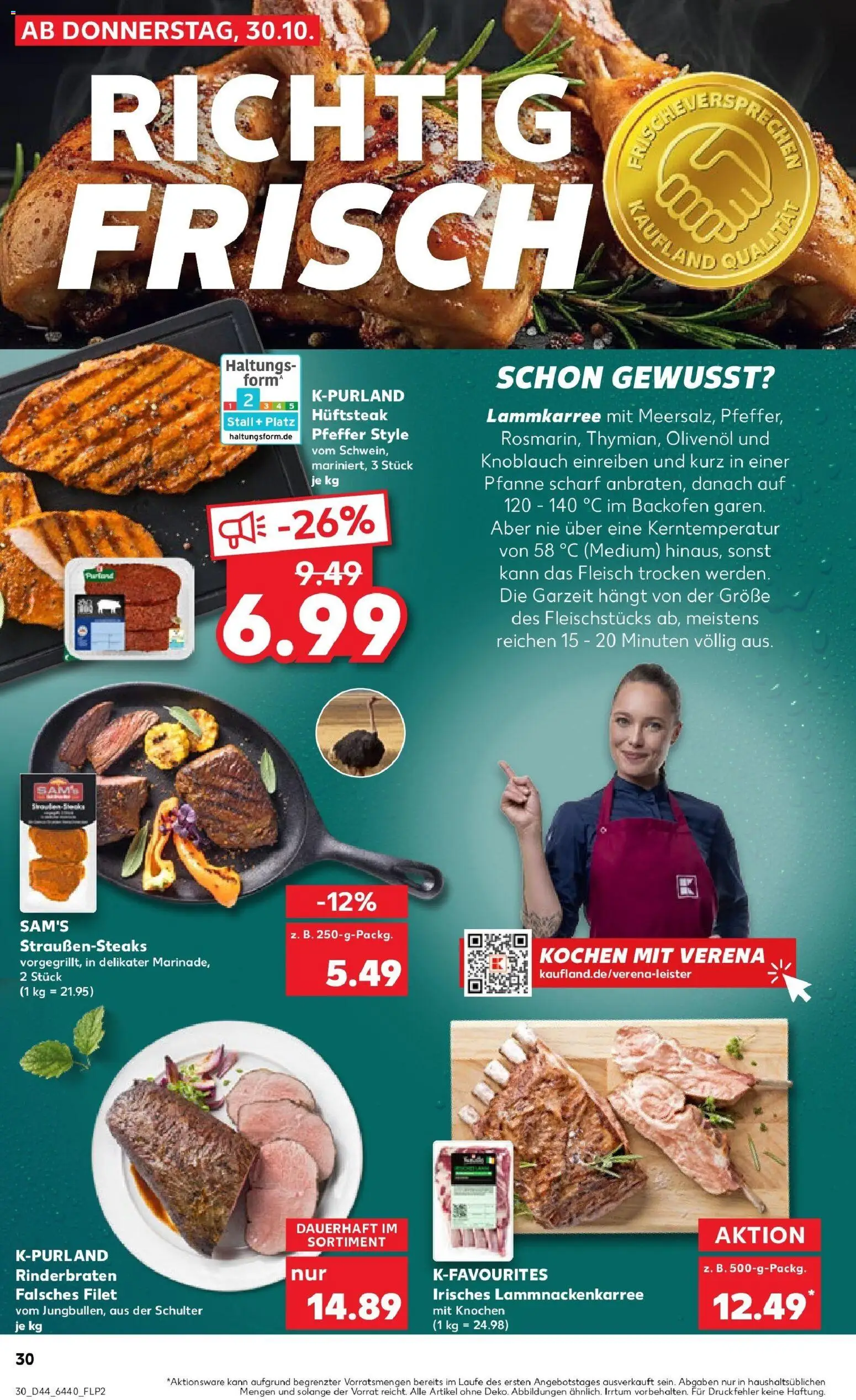 Kaufland prospekt Rüsselsheim Am Main	 – gültig ab 30.10.2025 | Seite: 30 | Produkte: Rinderbraten, Olivenol, Steak, Fleisch