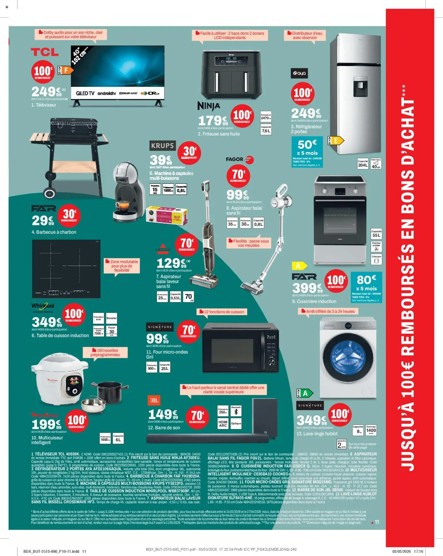 {H1} | Page: 11 | Produits: Réfrigérateur, Friteuse sans huile, Réservoir d'eau, Aspirateur balai