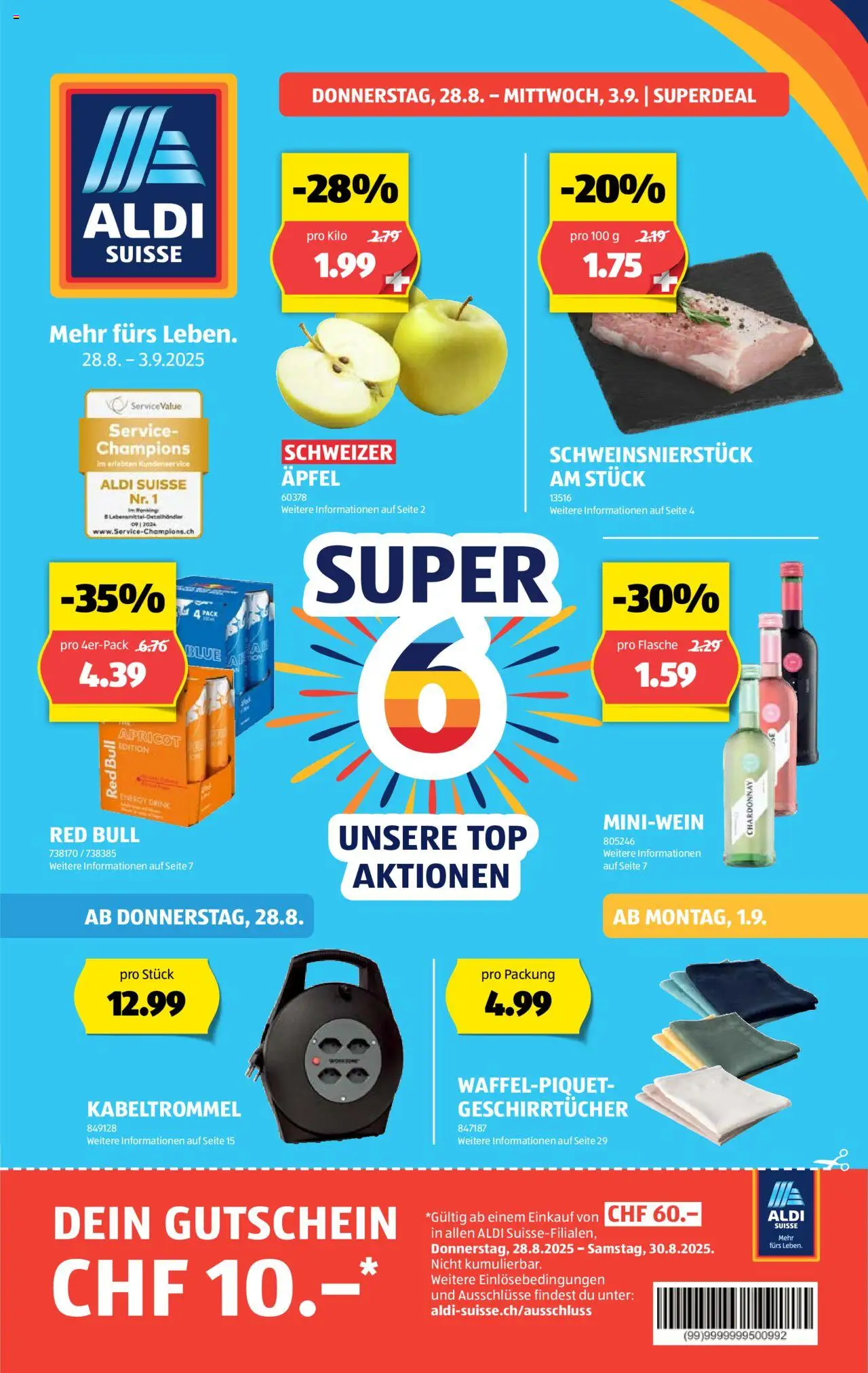 Aldi Aktionen ab 28.08.2025 | Seite: 1 | Produkte: Red bull, Äpfel, Top