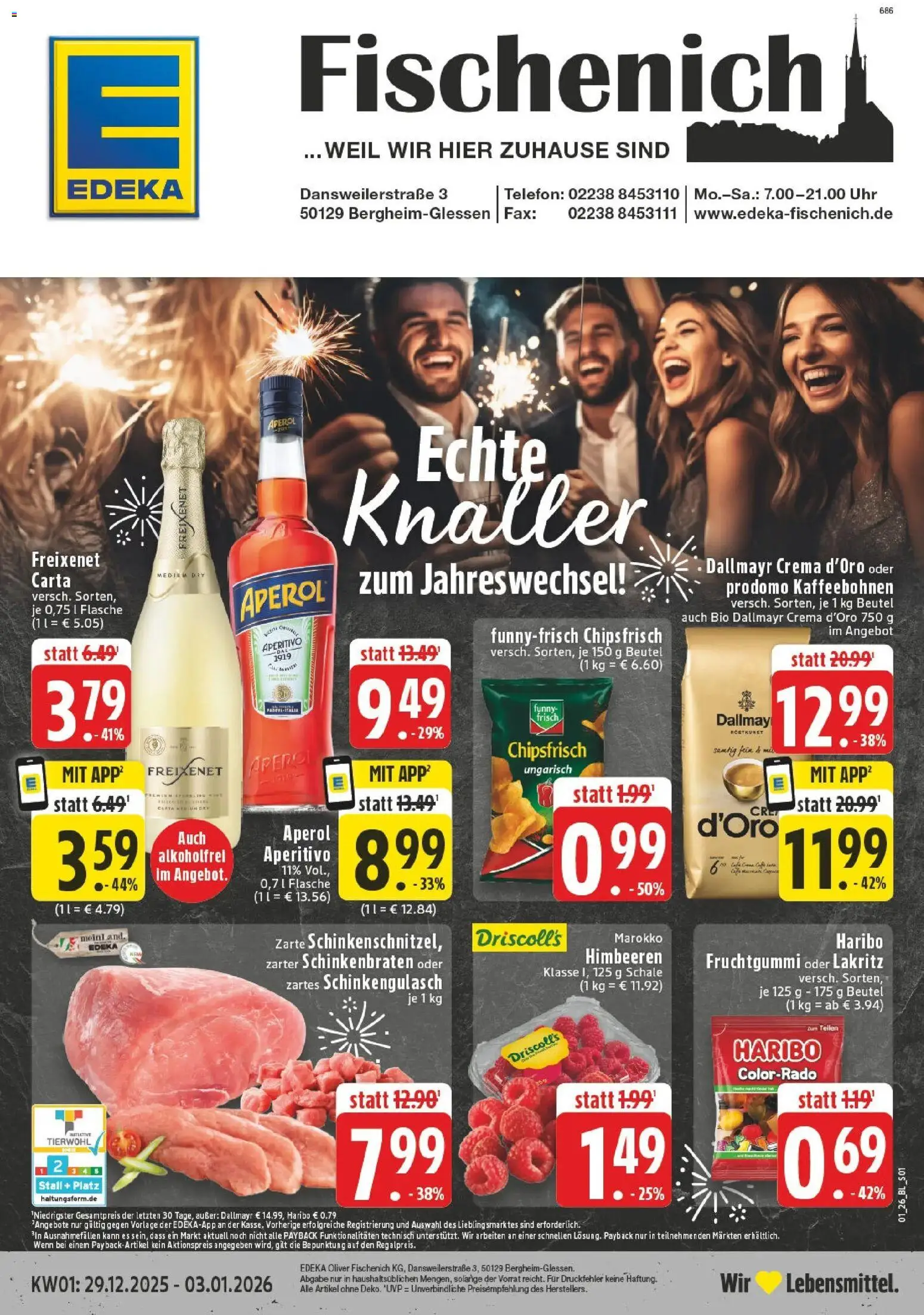 Edeka prospekt Bergheim	 – gültig ab 28.12.2025 | Seite: 1 | Produkte: Himbeeren, Freixenet, Chips, Telefon