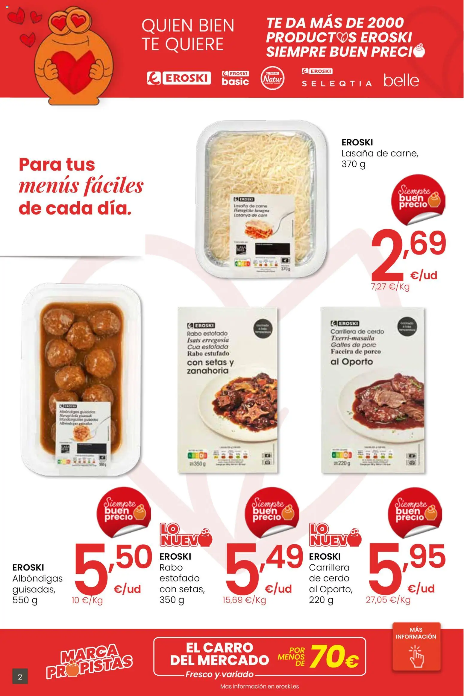 Eroski - Siempre a buen precio Center │ válido desde el 12.02.2026 | Página: 2 | Productos: Cerdo, Zanahoria, Té, Lasaña