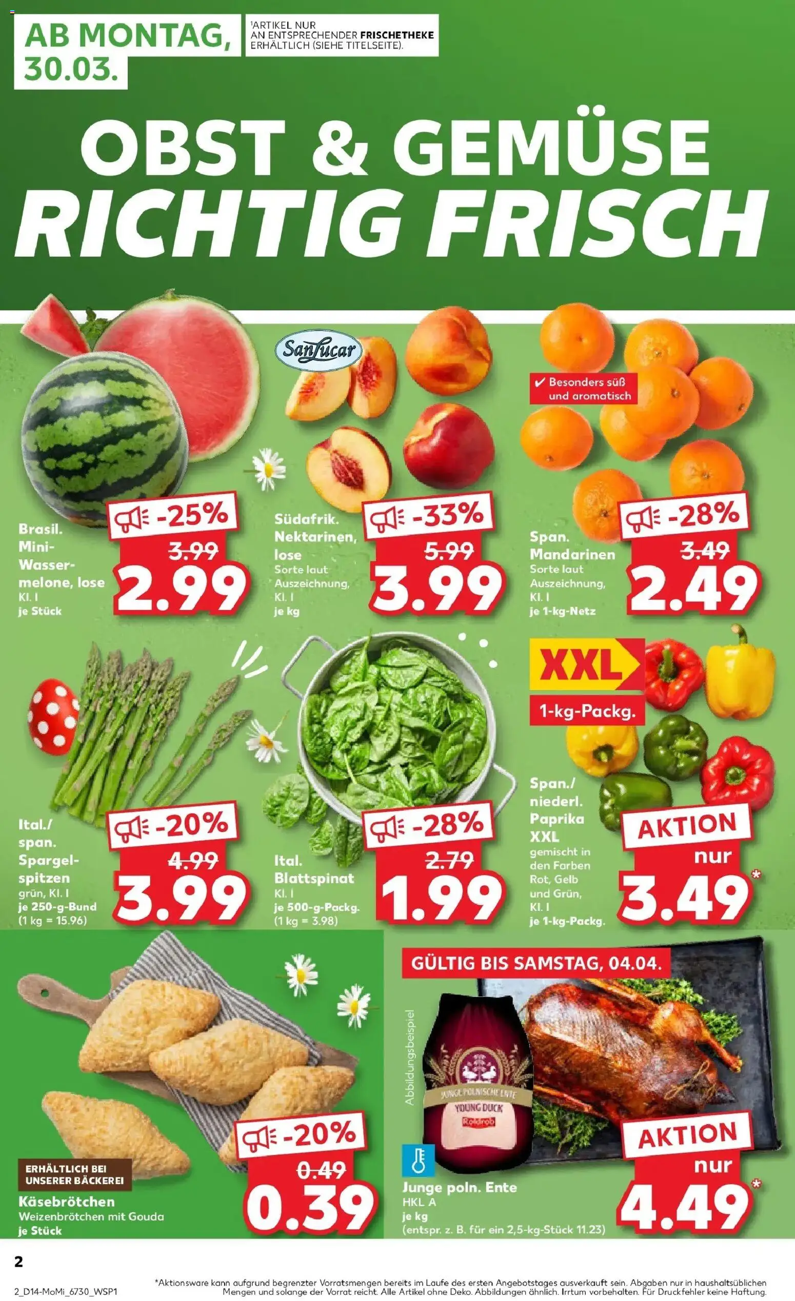 Kaufland Prospekt Bautzen	 – gültig ab 30.03.2026 | Seite: 2 | Produkte: Gouda, Wasser, Gemüse, Obst