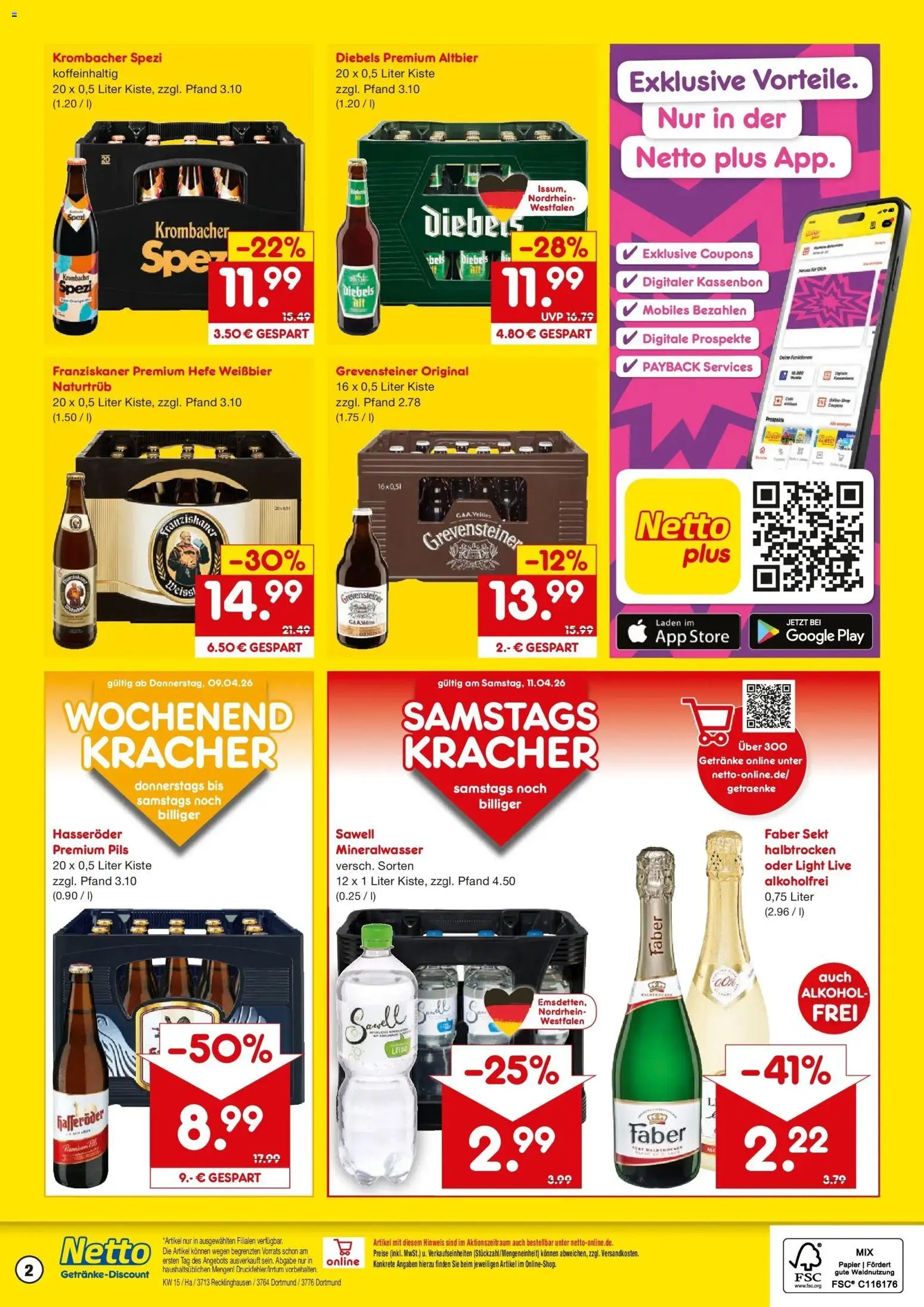 Netto Marken-Discount Prospekt Dortmund	 – gültig ab 07.04.2026 | Seite: 2 | Produkte: Weißbier, Mineralwasser, Krombacher, Veltins