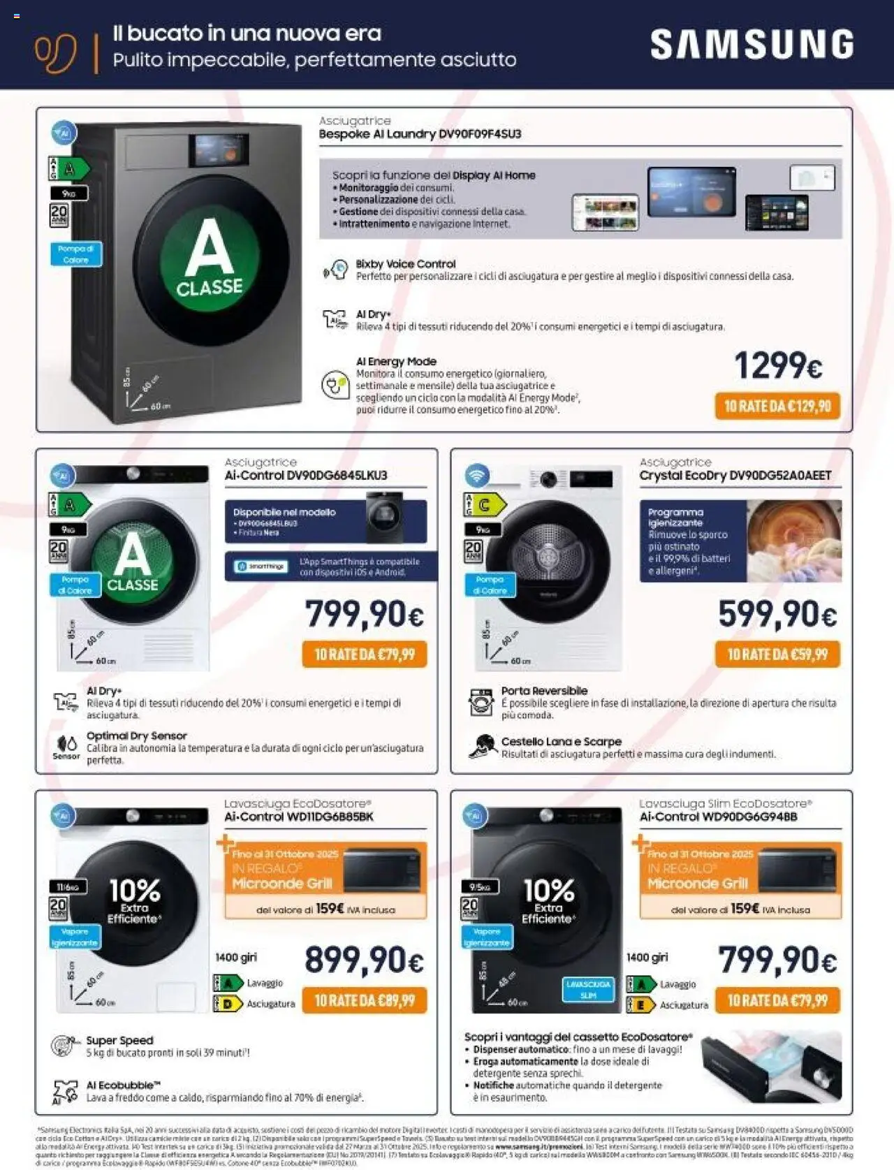 Volantino Unieuro del 17.10.2025 | Pagina: 14 | Prodotti: Lavasciuga, Detergente, Scarpe, Asciugatrice