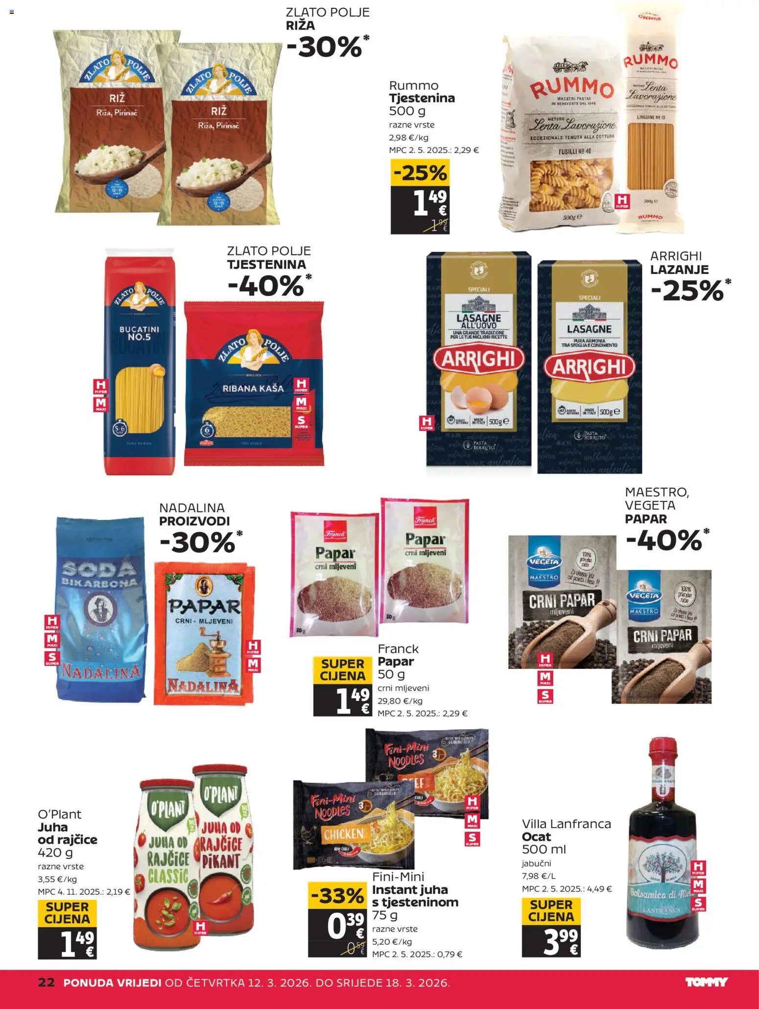 Tommy katalog | vrijedi od 12.03.2026 | Stranica: 22 | Proizvodi: Rajčice, Riža, Ocat, Vegeta