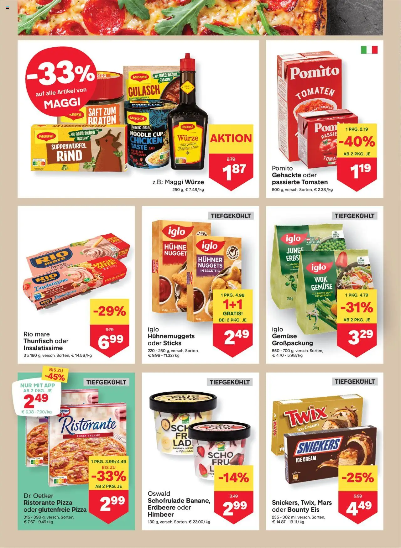 MPREIS Lenzing gültig ab 07.08.2025 | Seite: 6 | Produkte: Eis, Pizza, Saft, Bananen