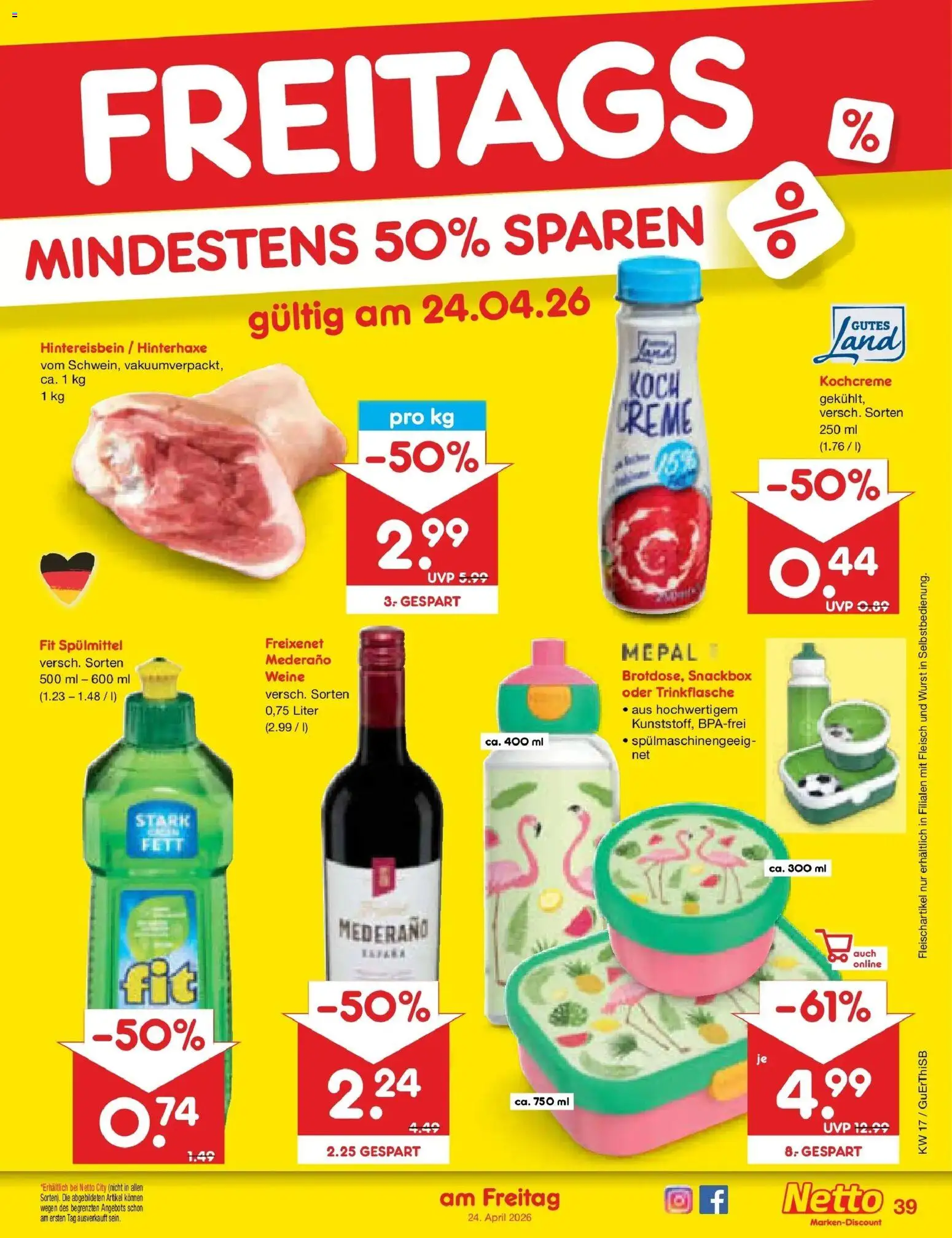 Netto Marken-Discount Prospekt Machern	 – gültig ab 20.04.2026 | Seite: 55 | Produkte: Freixenet, Creme, Wurst, Fleisch