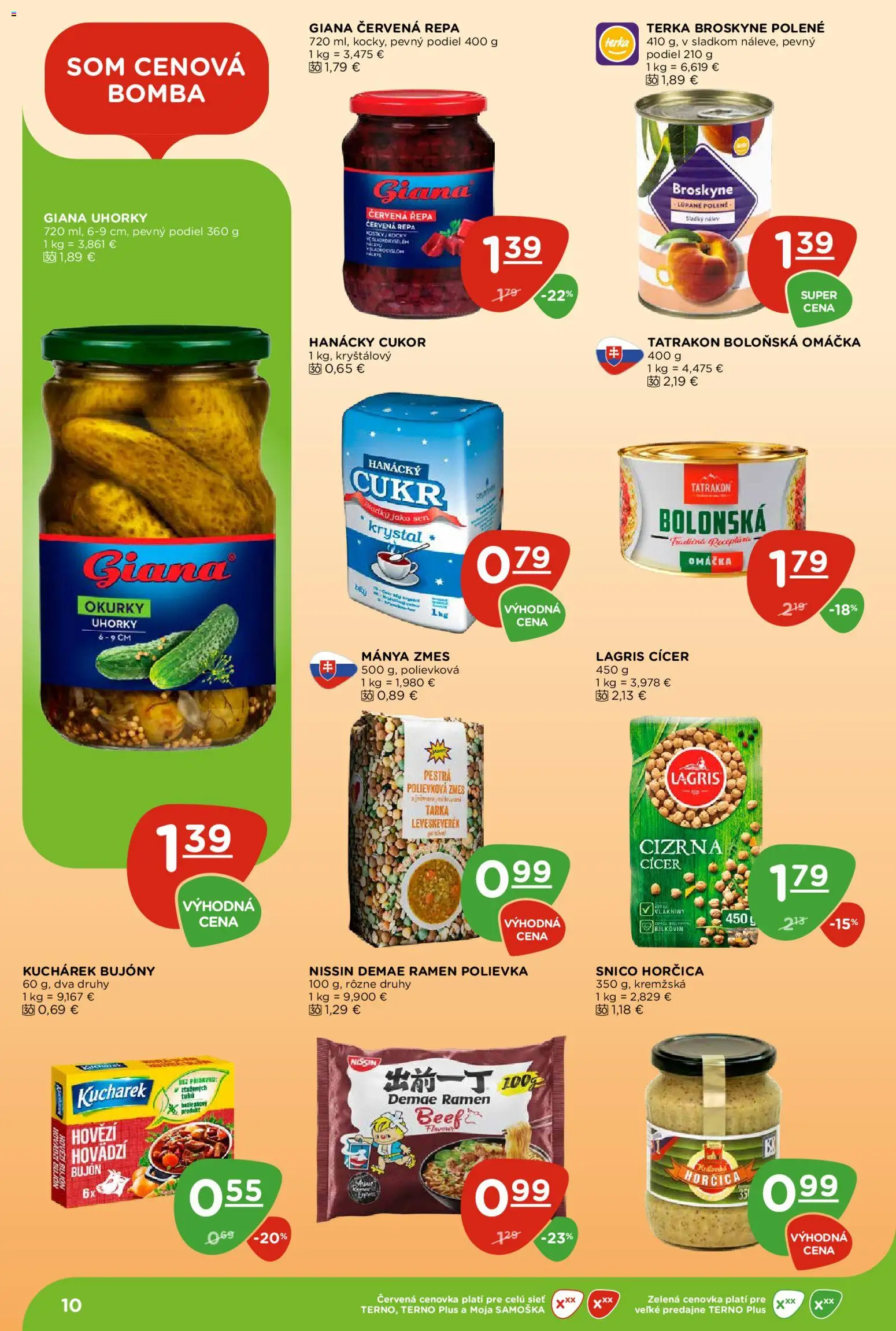 Nové Terno akcie – leták je platný od 26.03.2026 | Strana: 10 | Produkty: Bujón, Cukor, Omáčka, Červená repa