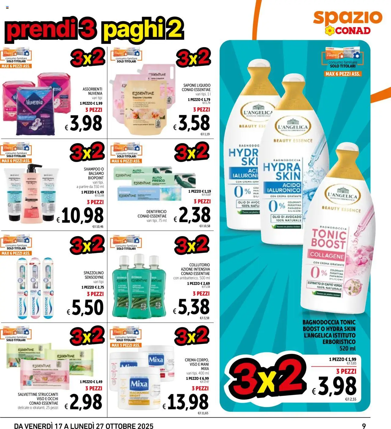 Volantino Spazio Conad del 17.10.2025 | Pagina: 9 | Prodotti: Crema, Caffè, Collutorio, Olio