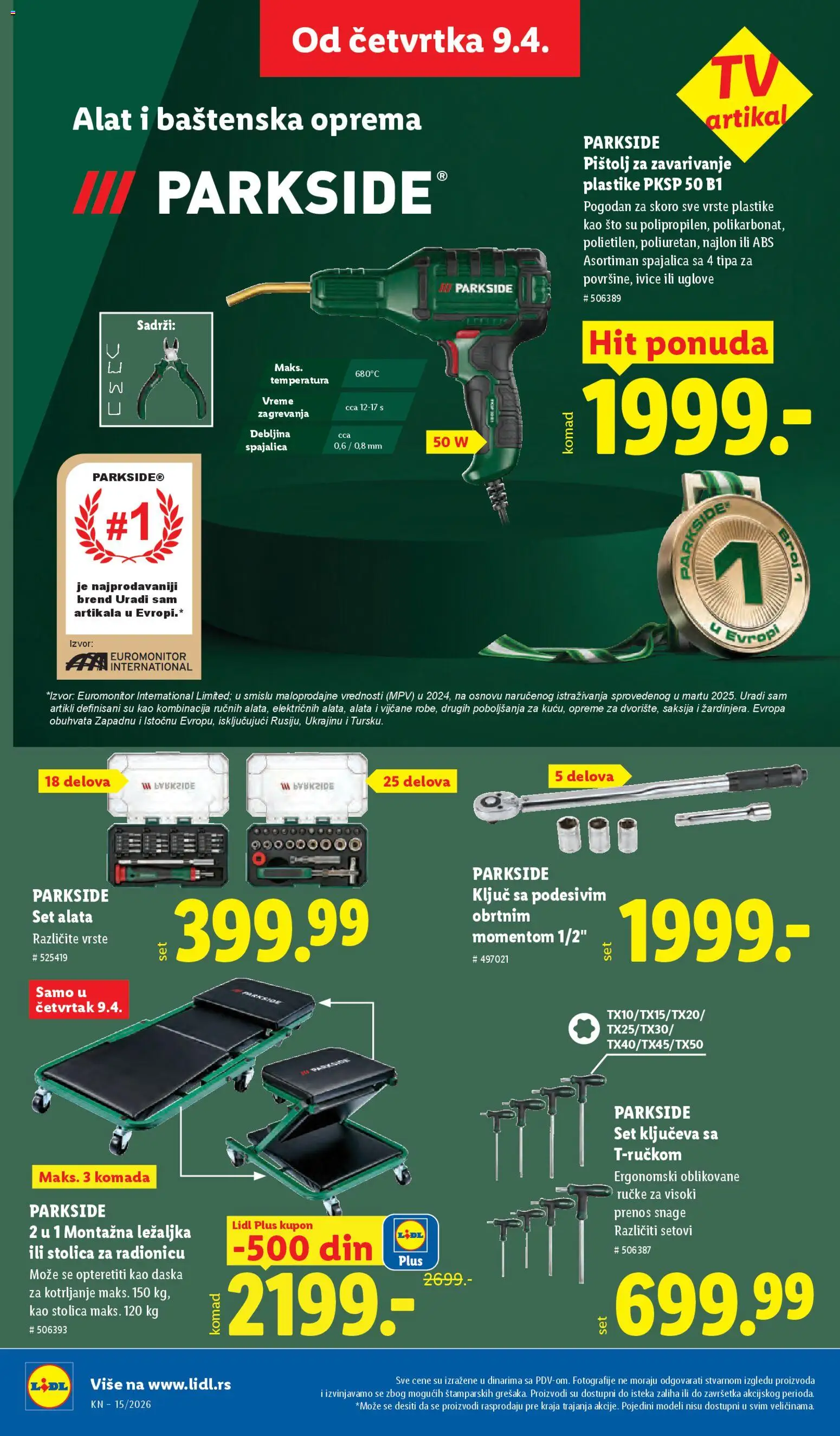 Lidl katalog - važi od 09.04.2026 | Strana: 80 | Proizvode: Set alata, Parkside, Ležaljka, Stolica