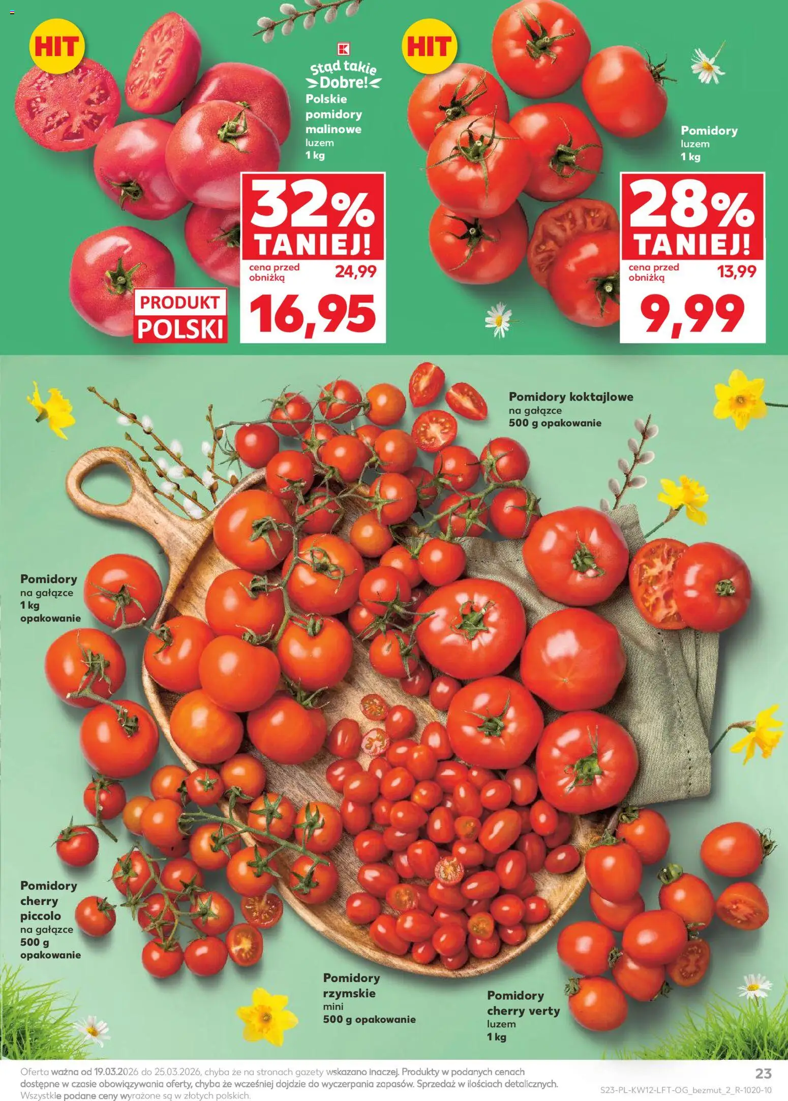 Kaufland gazetka od 19.03.2026 | Strona: 23 | Produkty: Pomidory malinowe, Pomidory