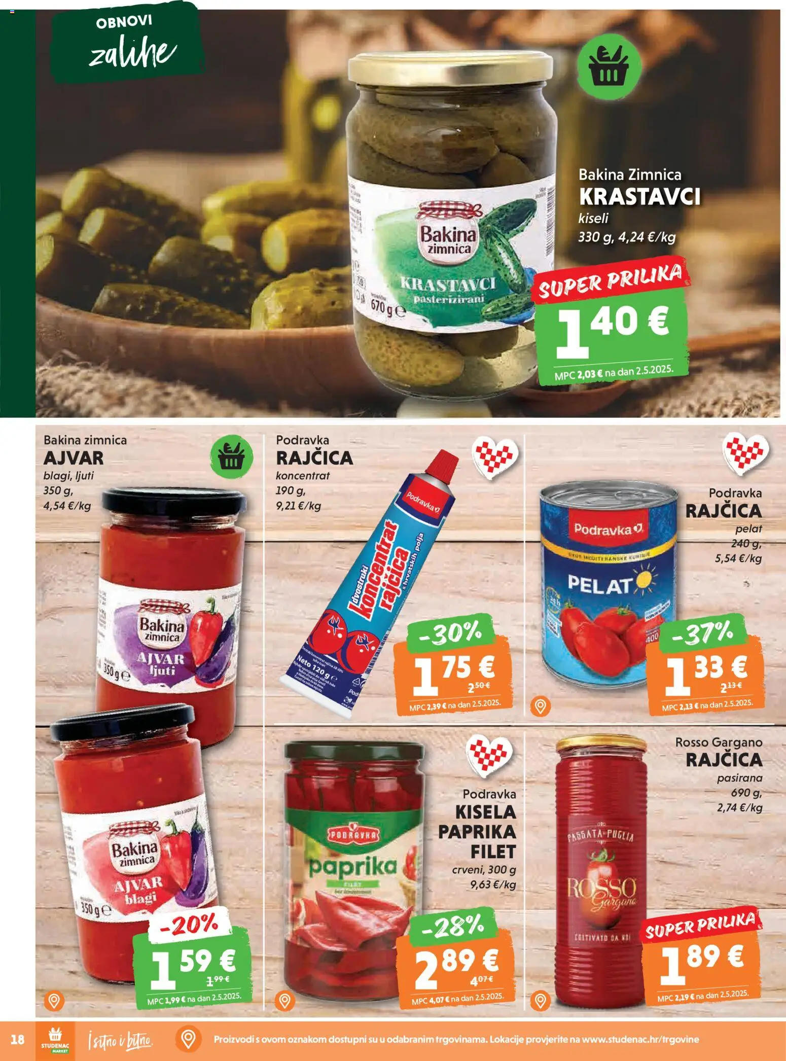 Studenac katalog | vrijedi od 28.01.2026 | Stranica: 18 | Proizvodi: Podravka, Paprika, Krastavci, Rajčica